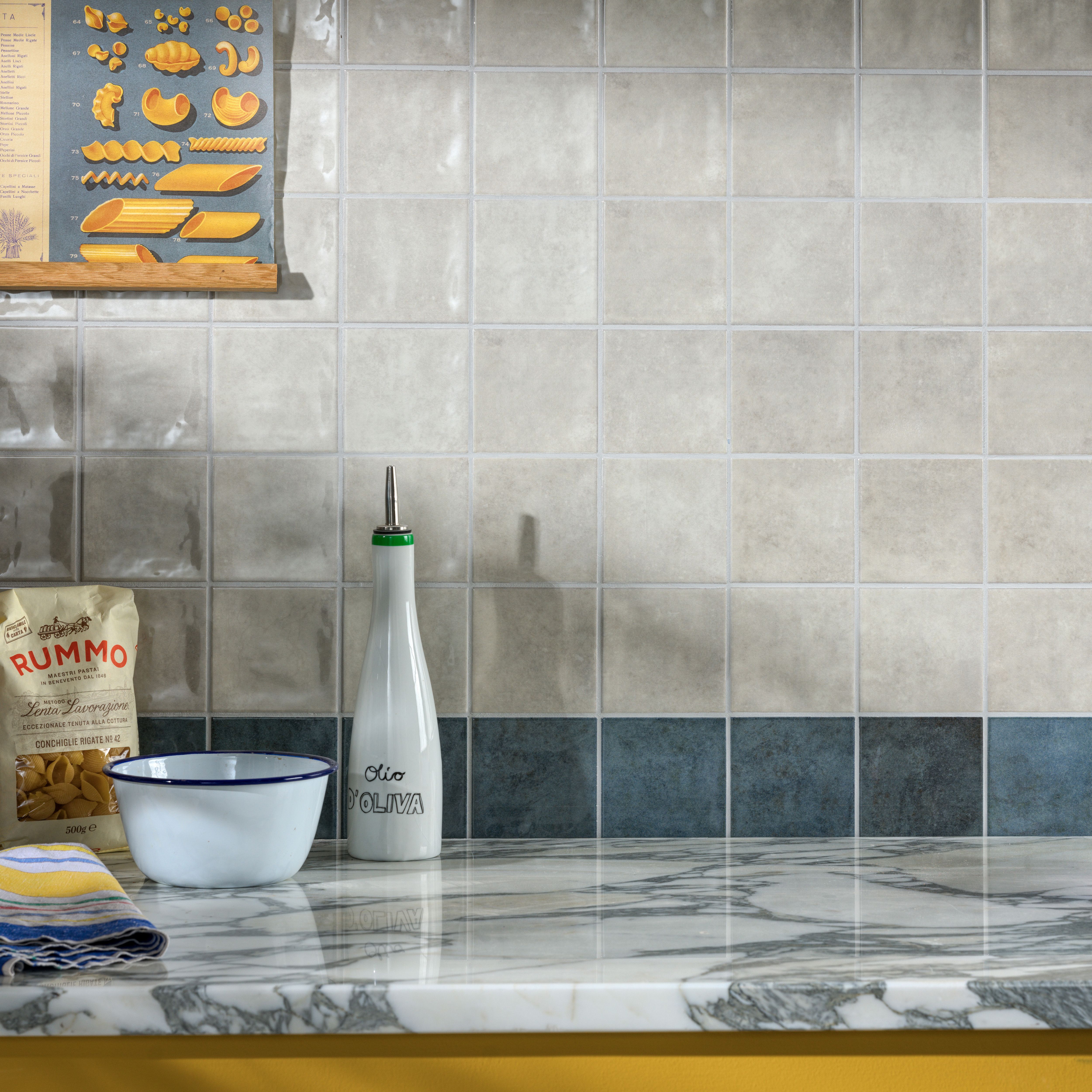 Ca’Pietra Casamar Flax Gloss Embossed Ceramic Indoor Wall tile, Pack of 25, (L)200mm (W)200mm