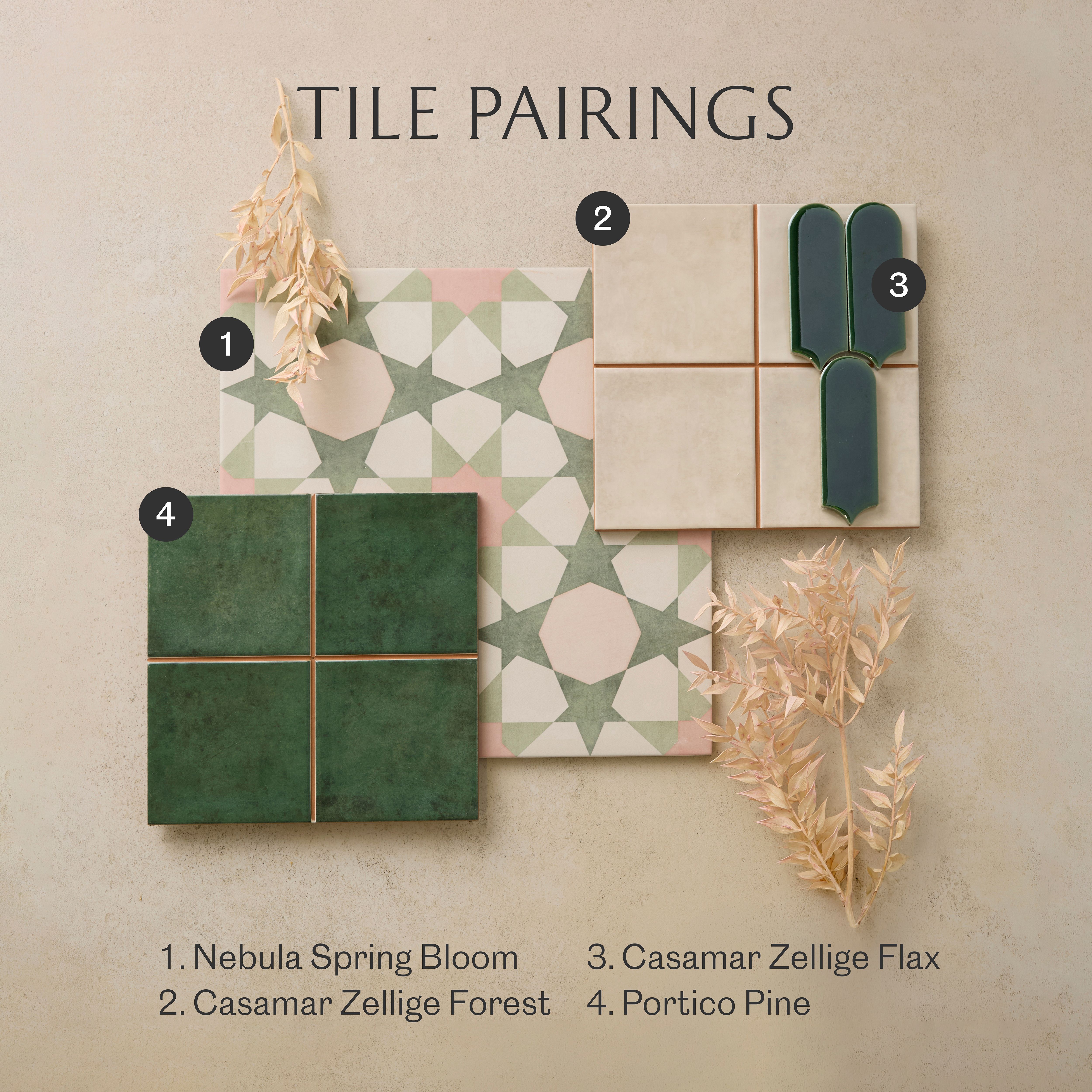 Ca’Pietra Casamar Forest Gloss Zellige Embossed Ceramic Indoor Wall tile, Pack of 25, (L)200mm (W)200mm