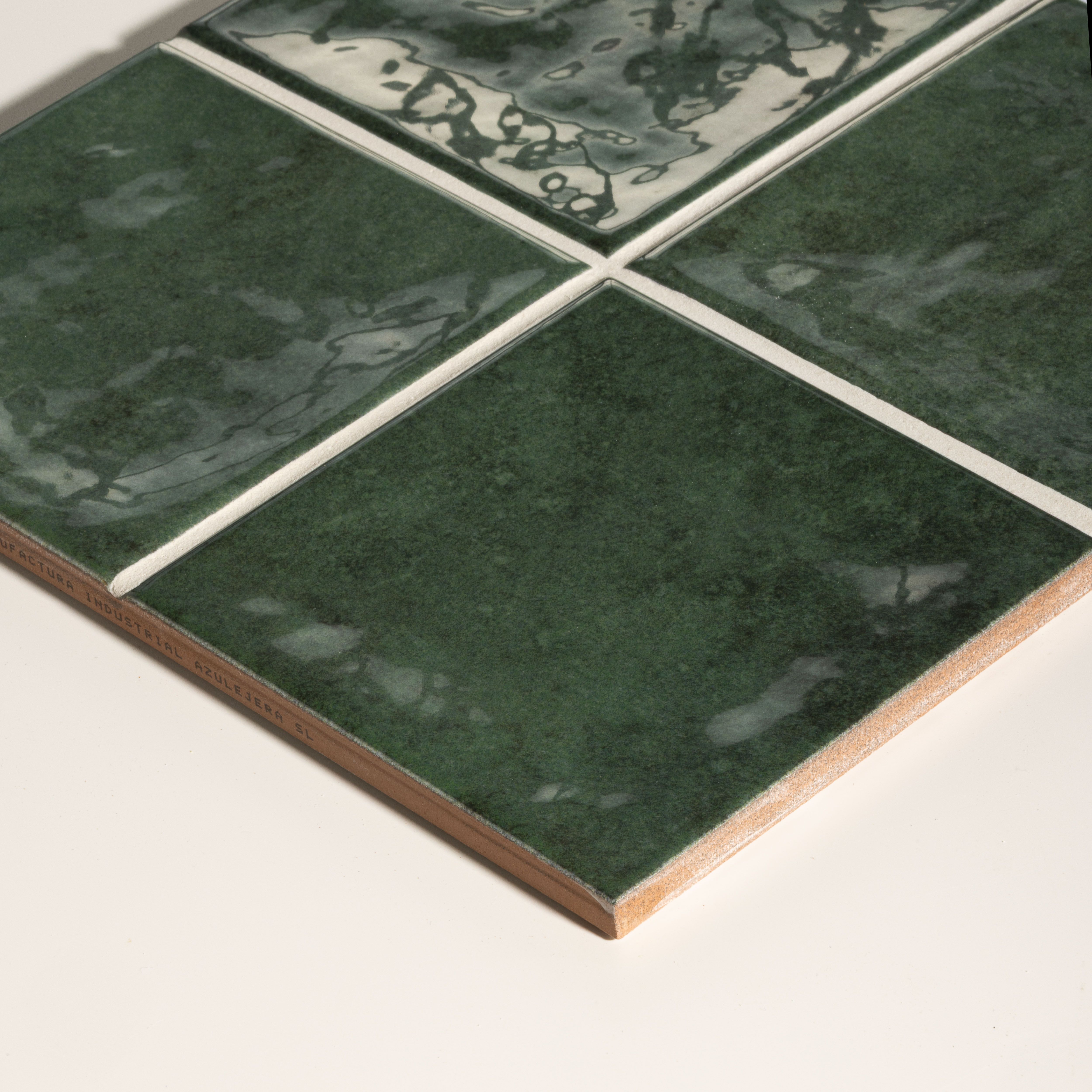 Ca’Pietra Casamar Forest Gloss Zellige Embossed Ceramic Indoor Wall tile, Pack of 25, (L)200mm (W)200mm