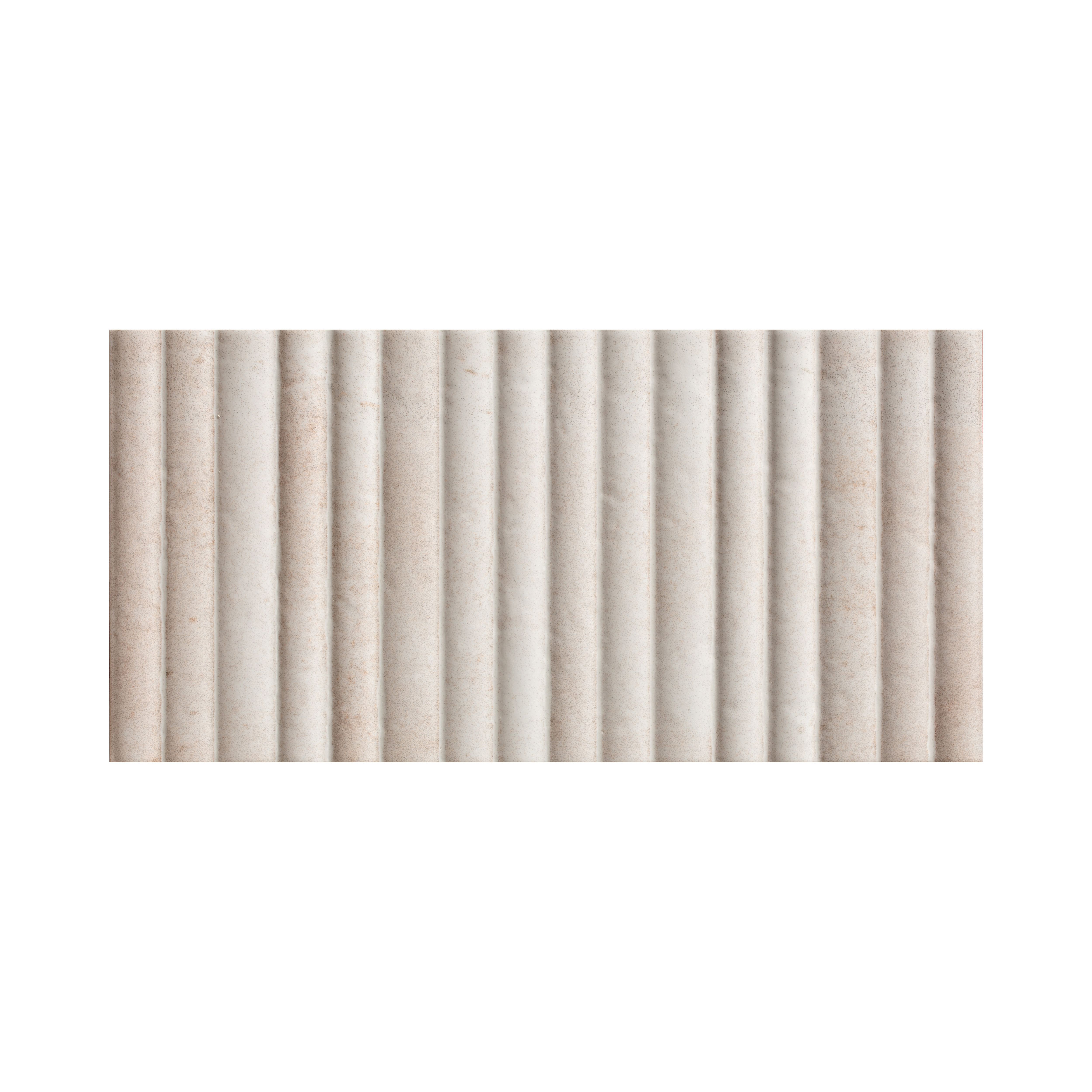 Ca’Pietra Digbeth Cream Gloss Furrow Metallic effect Embossed Ceramic Indoor Wall tile, Pack of 20, (L)300mm (W)150mm