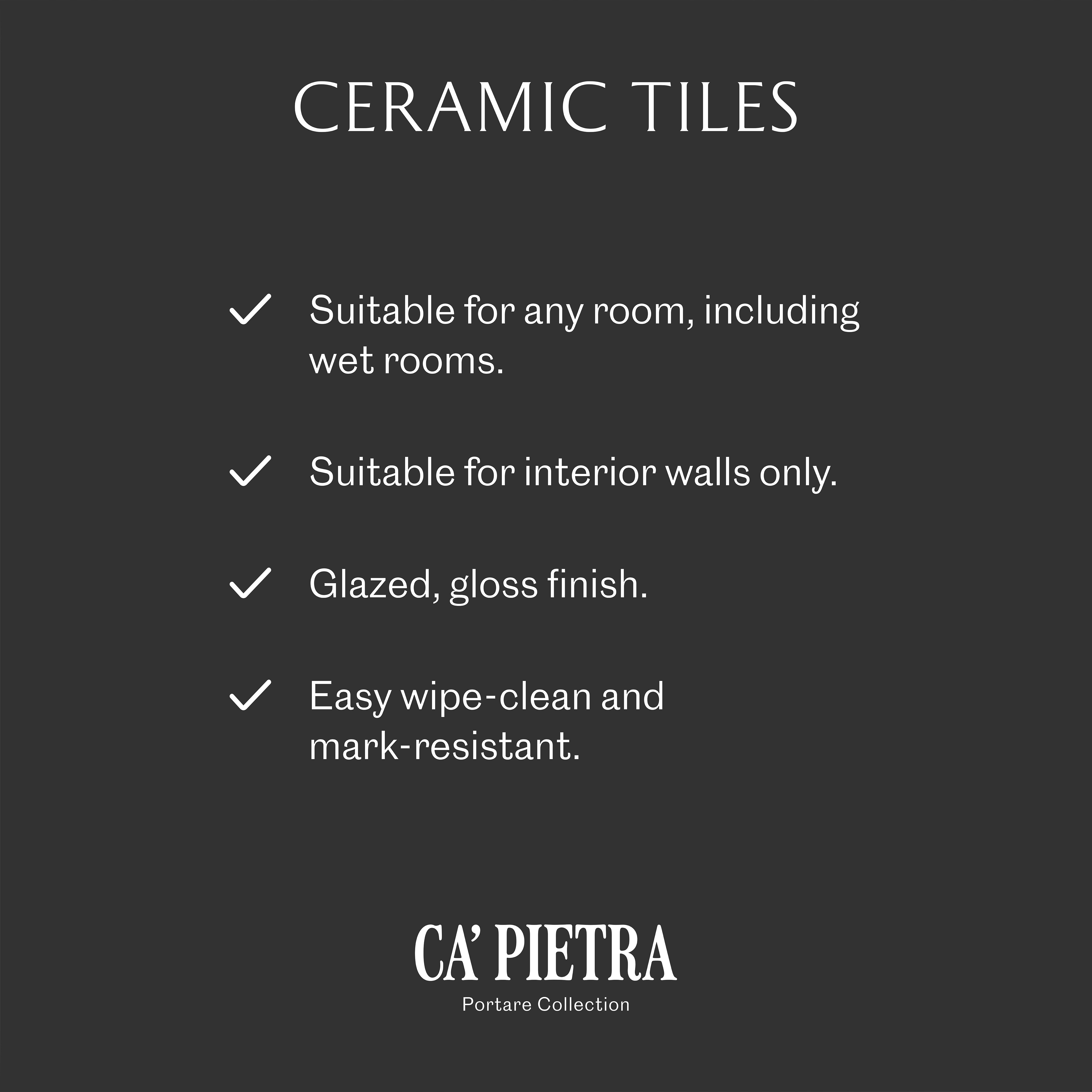 Ca’Pietra Digbeth Cream Gloss Furrow Metallic effect Embossed Ceramic Indoor Wall tile, Pack of 20, (L)300mm (W)150mm