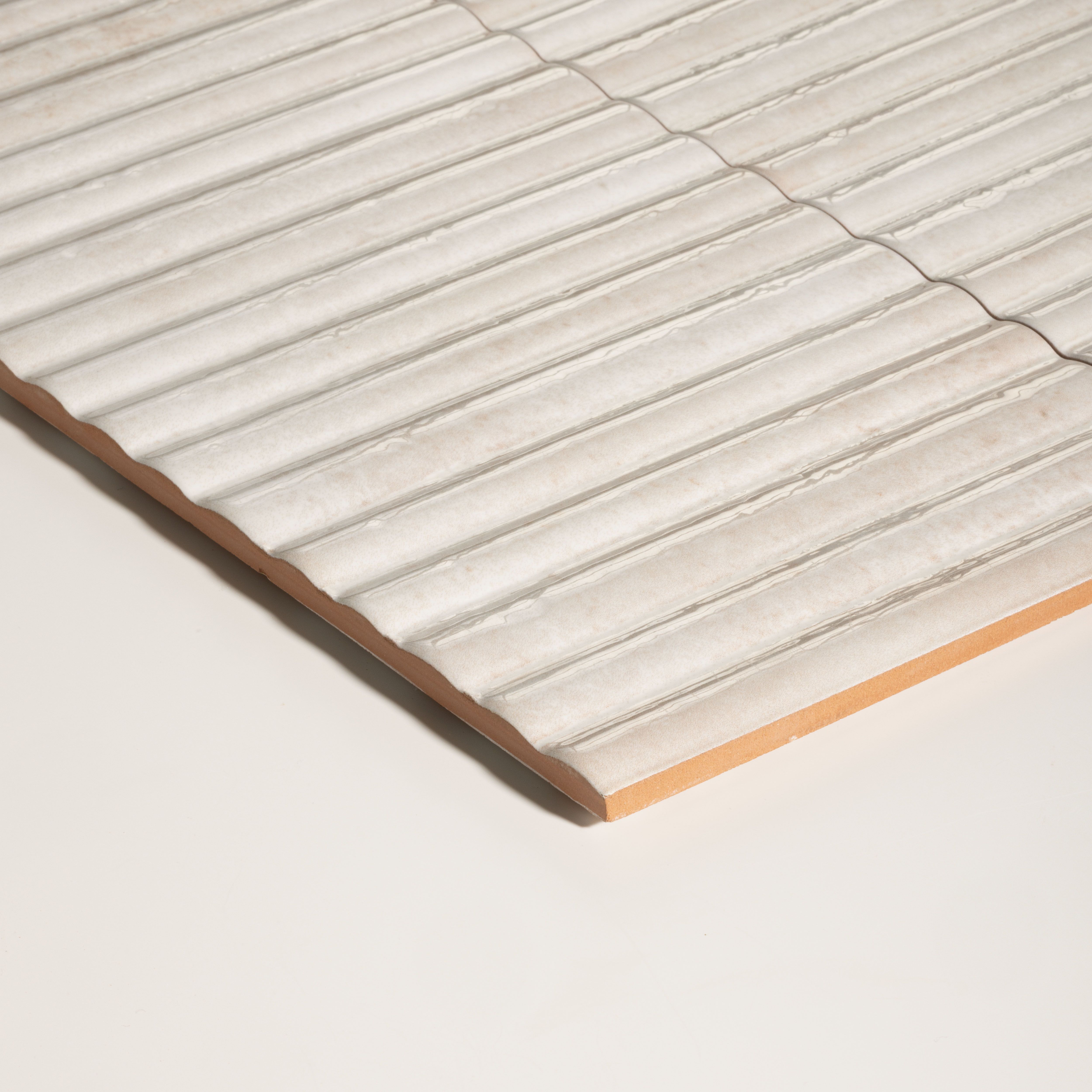 Ca’Pietra Digbeth Cream Gloss Furrow Metallic effect Embossed Ceramic Indoor Wall tile, Pack of 20, (L)300mm (W)150mm