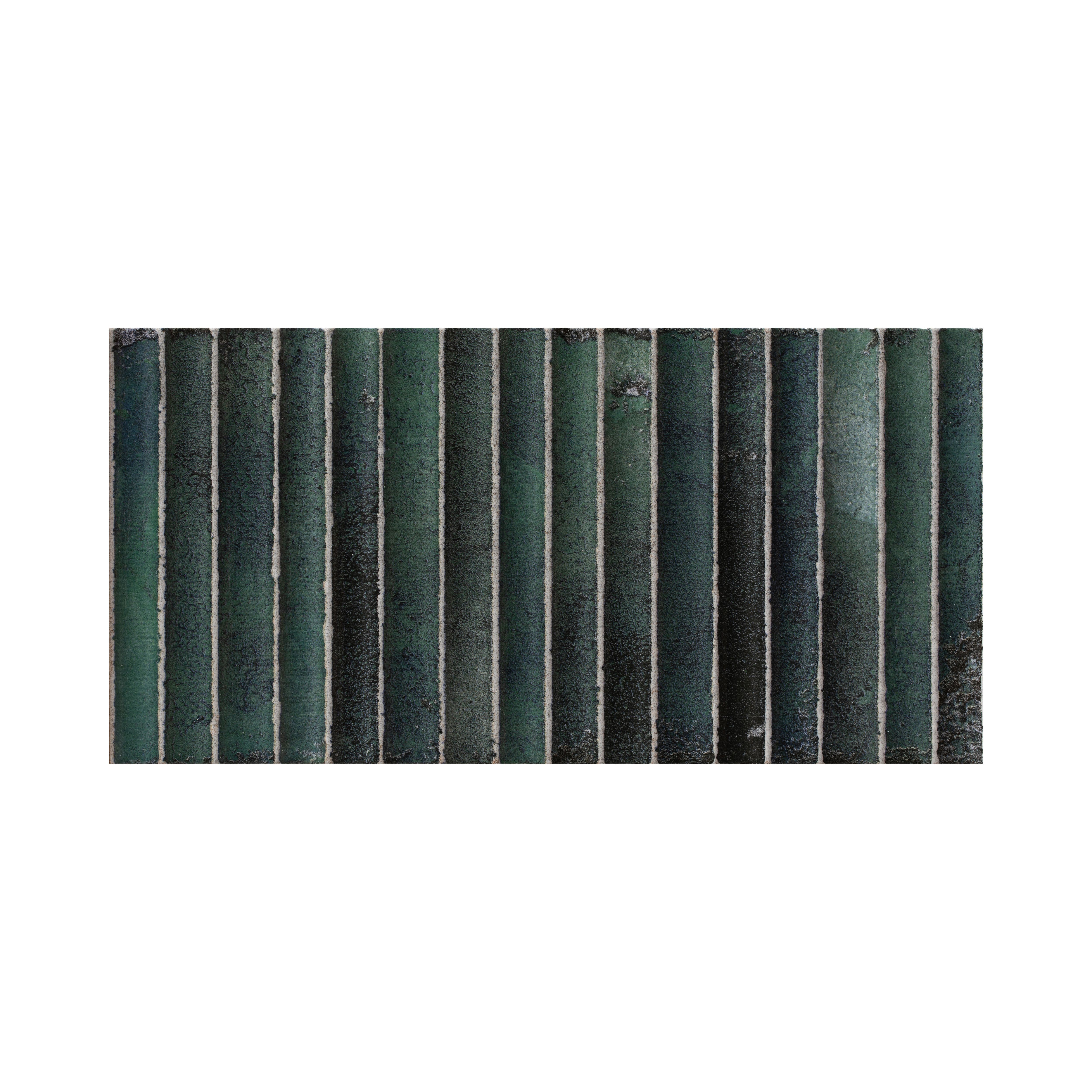 Ca’Pietra Digbeth Emerald Green & Blue Gloss Furrow Metallic effect Embossed Ceramic Indoor Wall tile, Pack of 20, (L)300mm (W)150mm