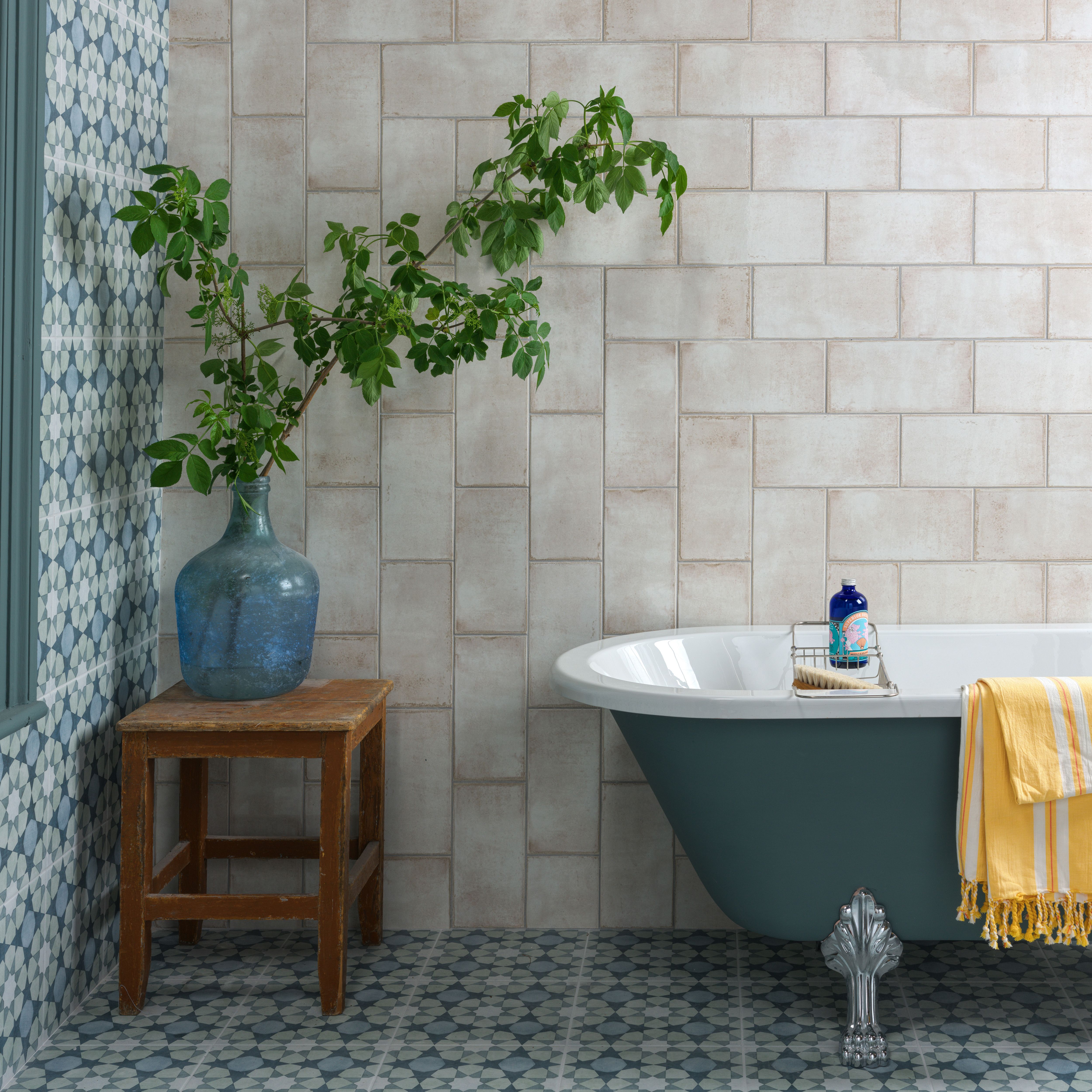 Ca’Pietra Digbeth Linen Gloss Brick Metallic effect Ceramic Indoor Wall ...