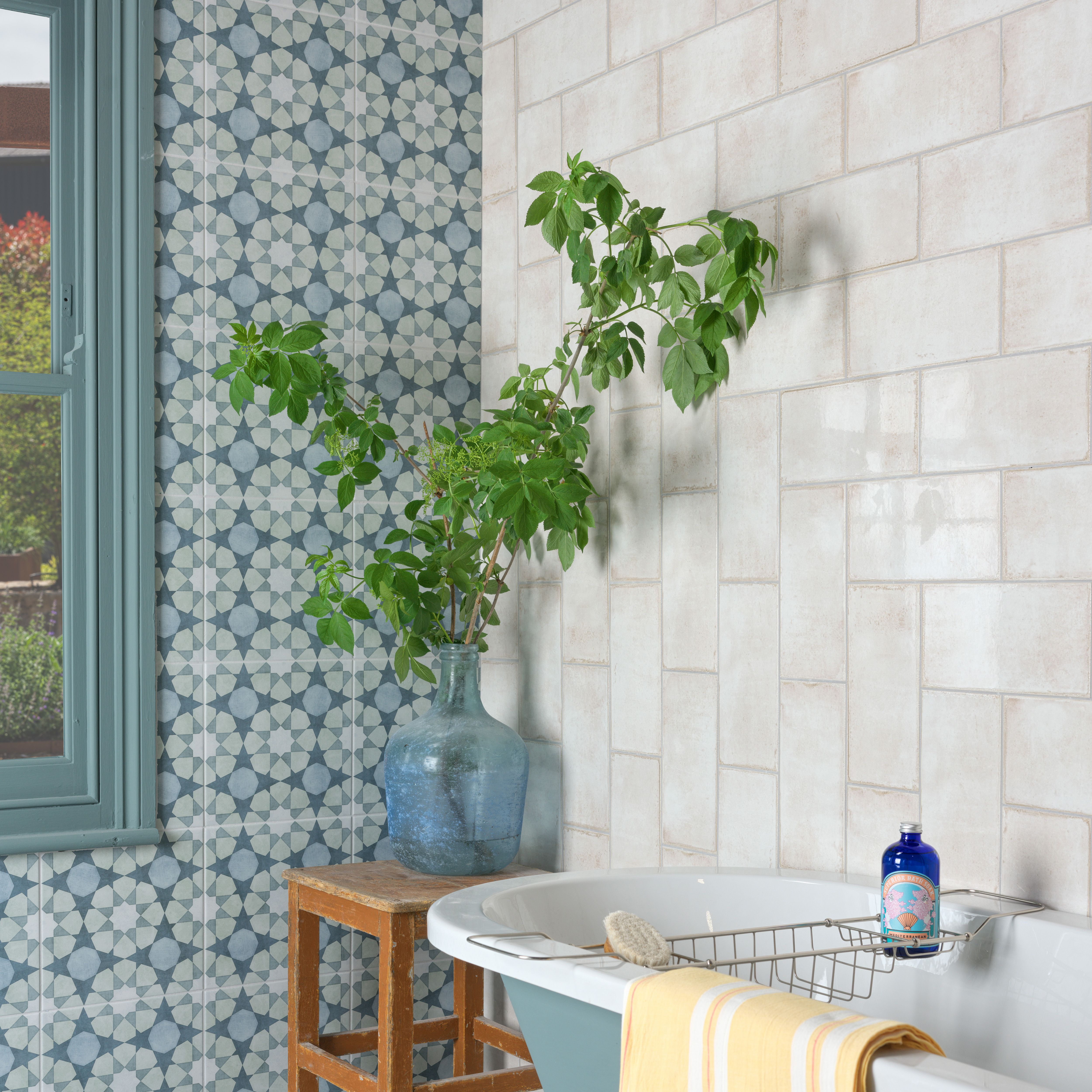 Ca’Pietra Digbeth Linen Gloss Brick Metallic effect Ceramic Indoor Wall ...
