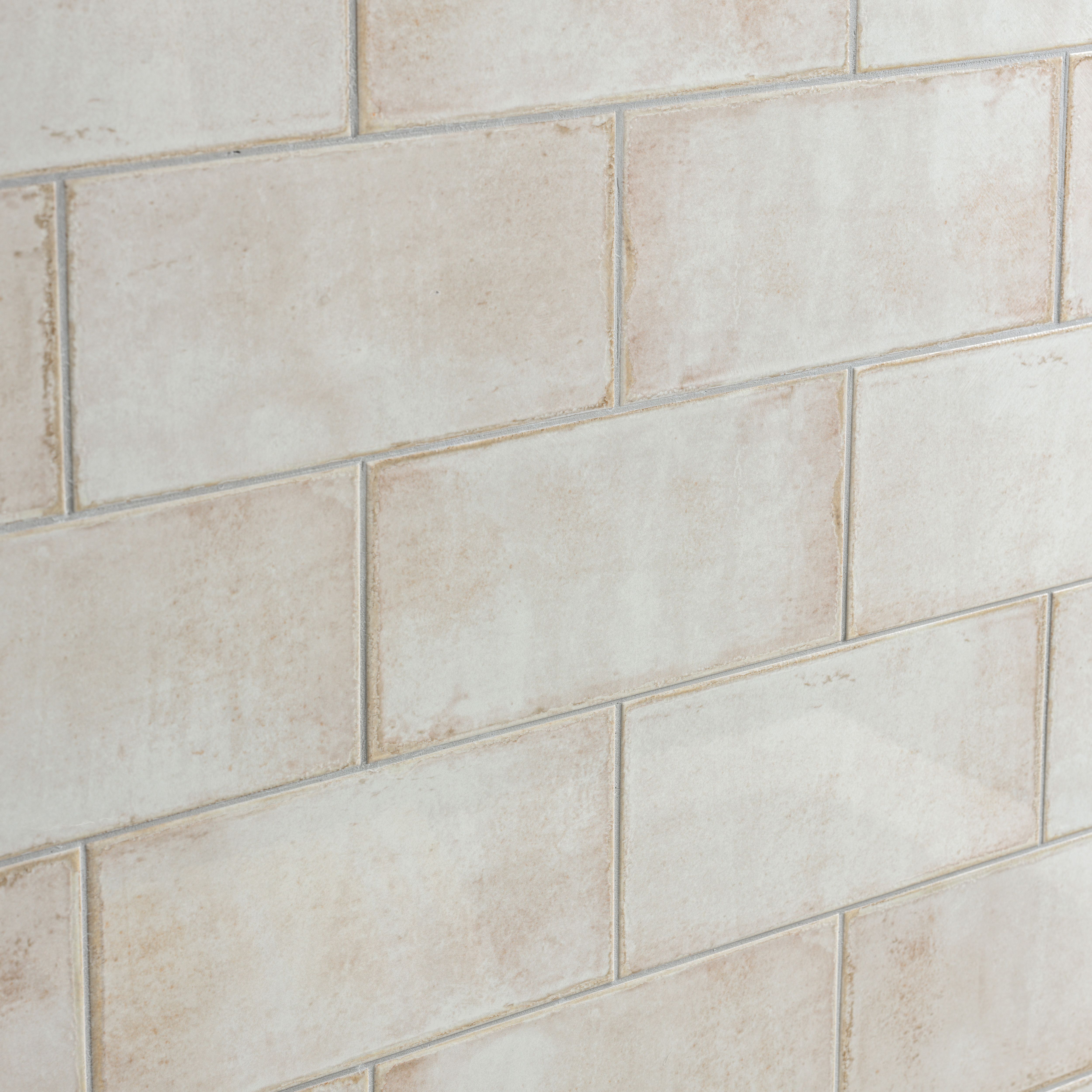 Ca’Pietra Digbeth Linen Gloss Brick Metallic effect Ceramic Indoor Wall ...