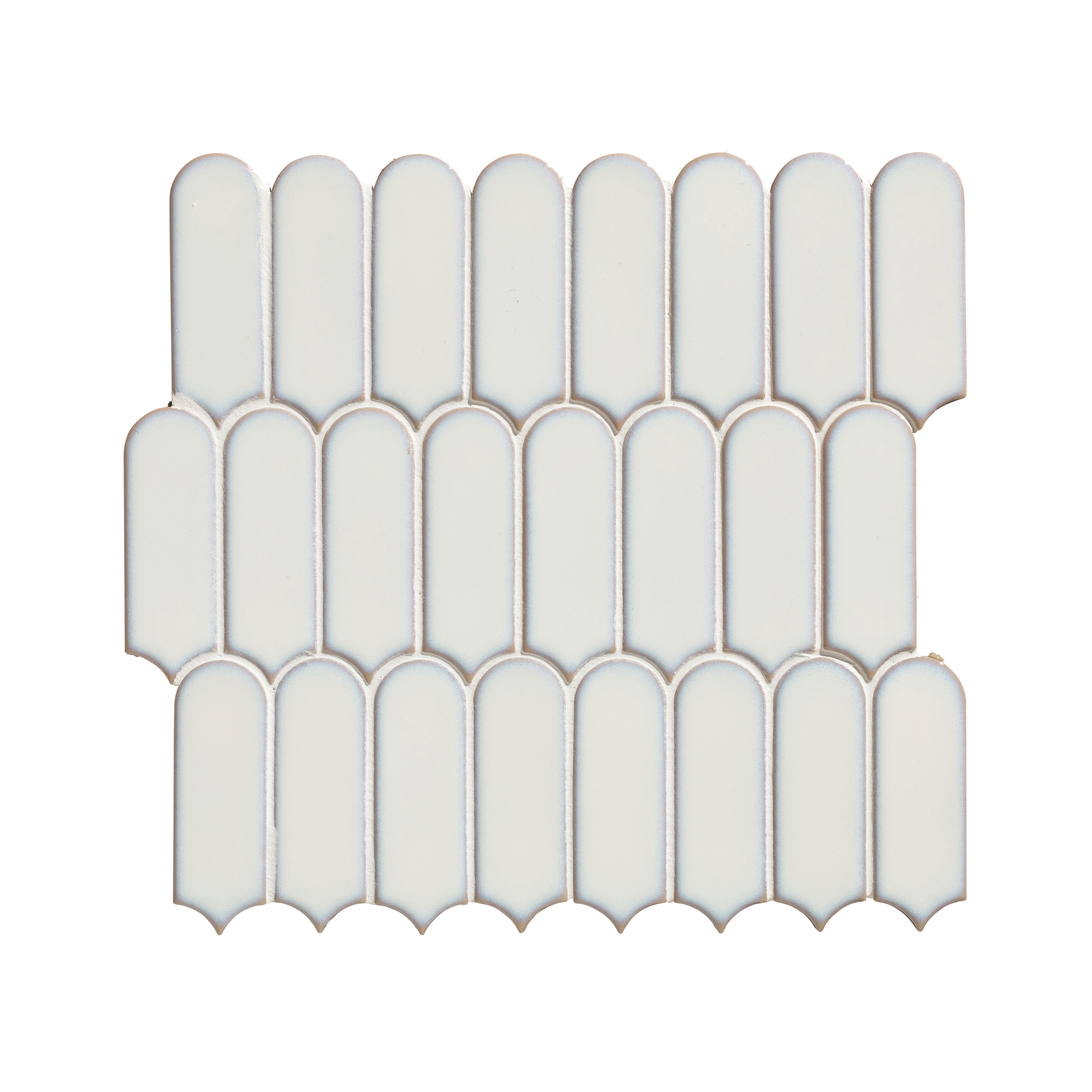 Ca’Pietra Portico White Gloss Feather Metallic effect Embossed Porcelain Indoor Wall tile, (L)296mm (W)280mm