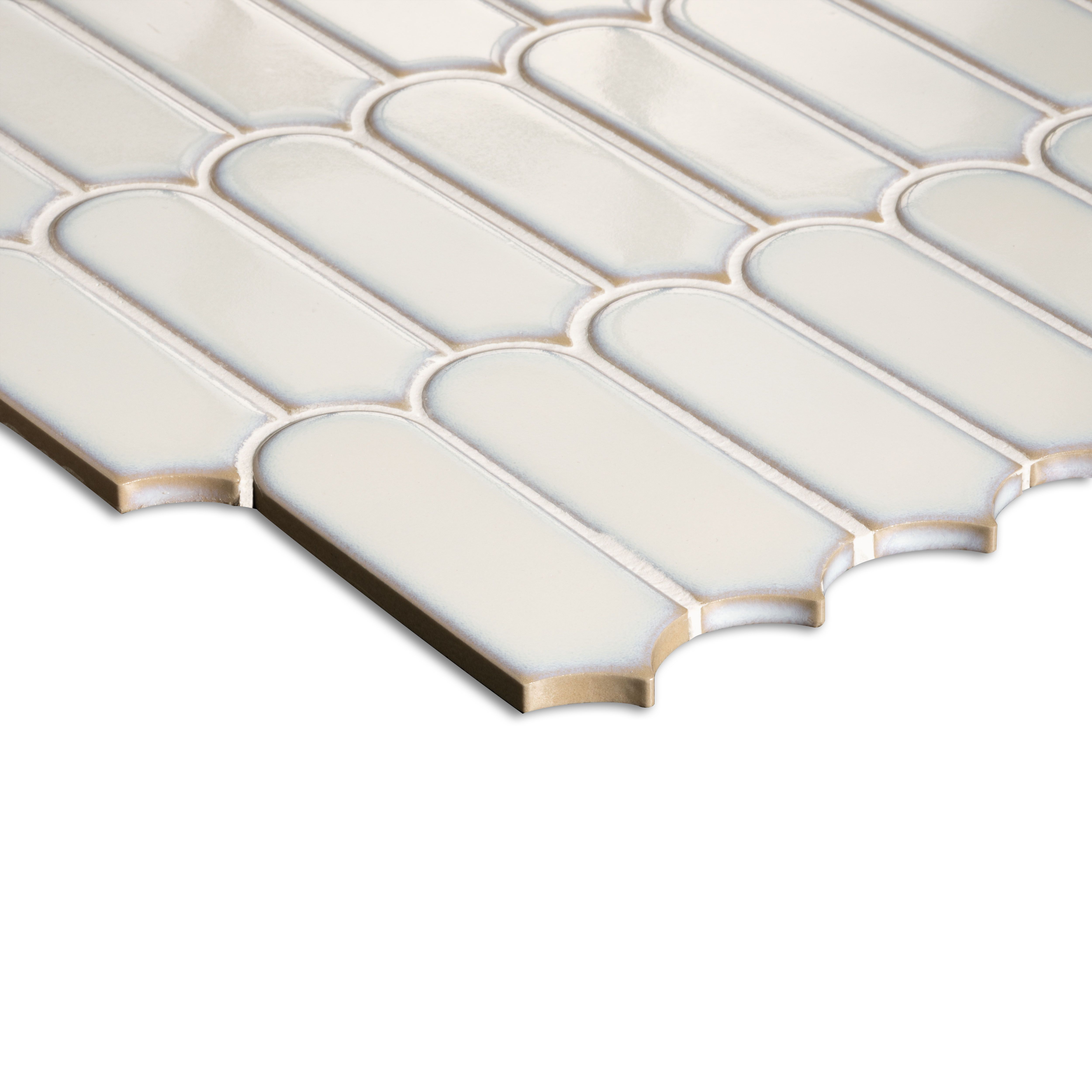 Ca’Pietra Portico White Gloss Feather Metallic effect Embossed Porcelain Indoor Wall tile, (L)296mm (W)280mm