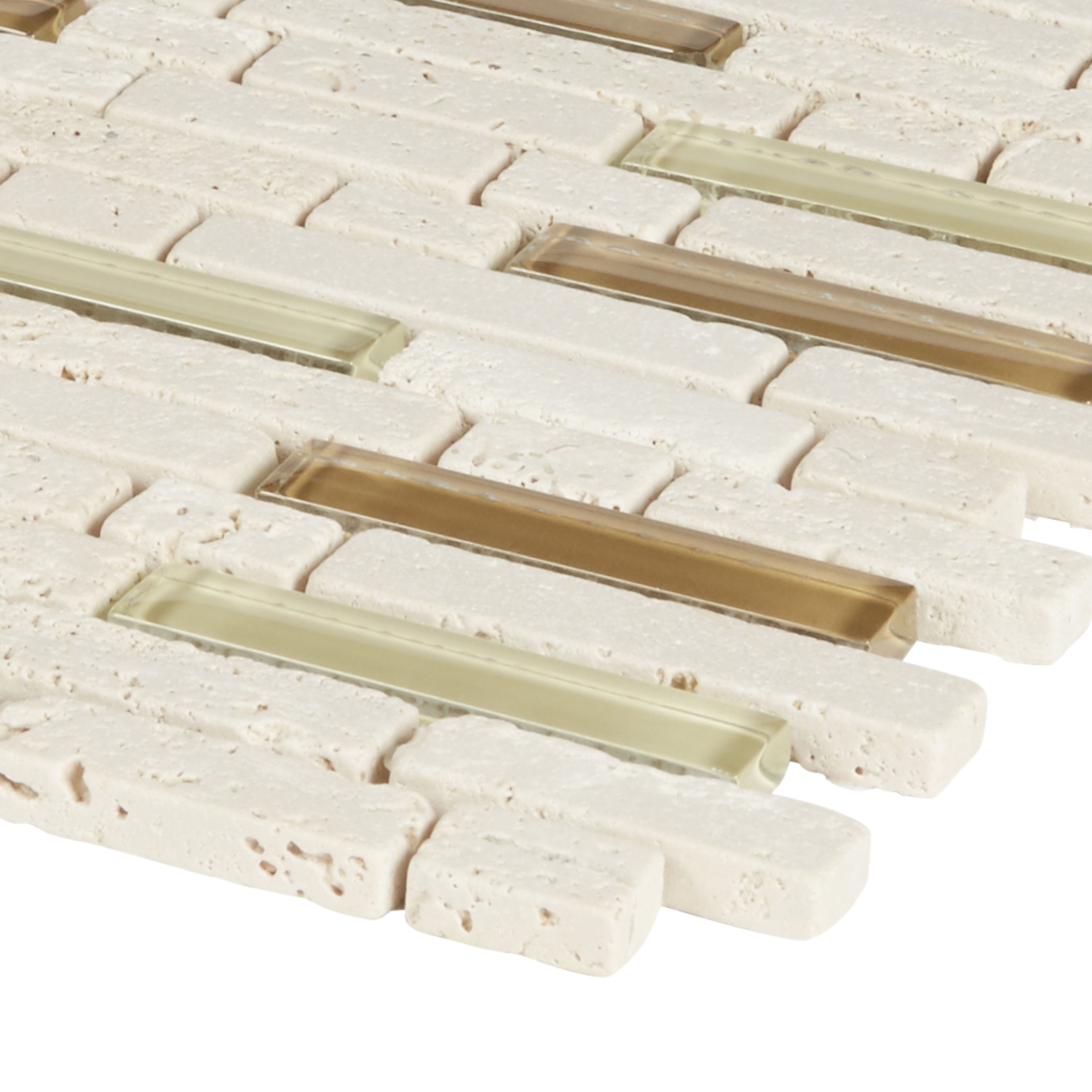 Cagliari Beige & brown Gloss Mosaic Glass & natural stone Mosaic tile - 3