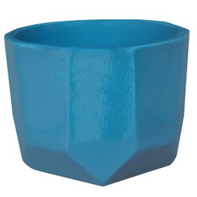 Cahto Blue Ceramic Hexagonal Plant pot (Dia)13cm