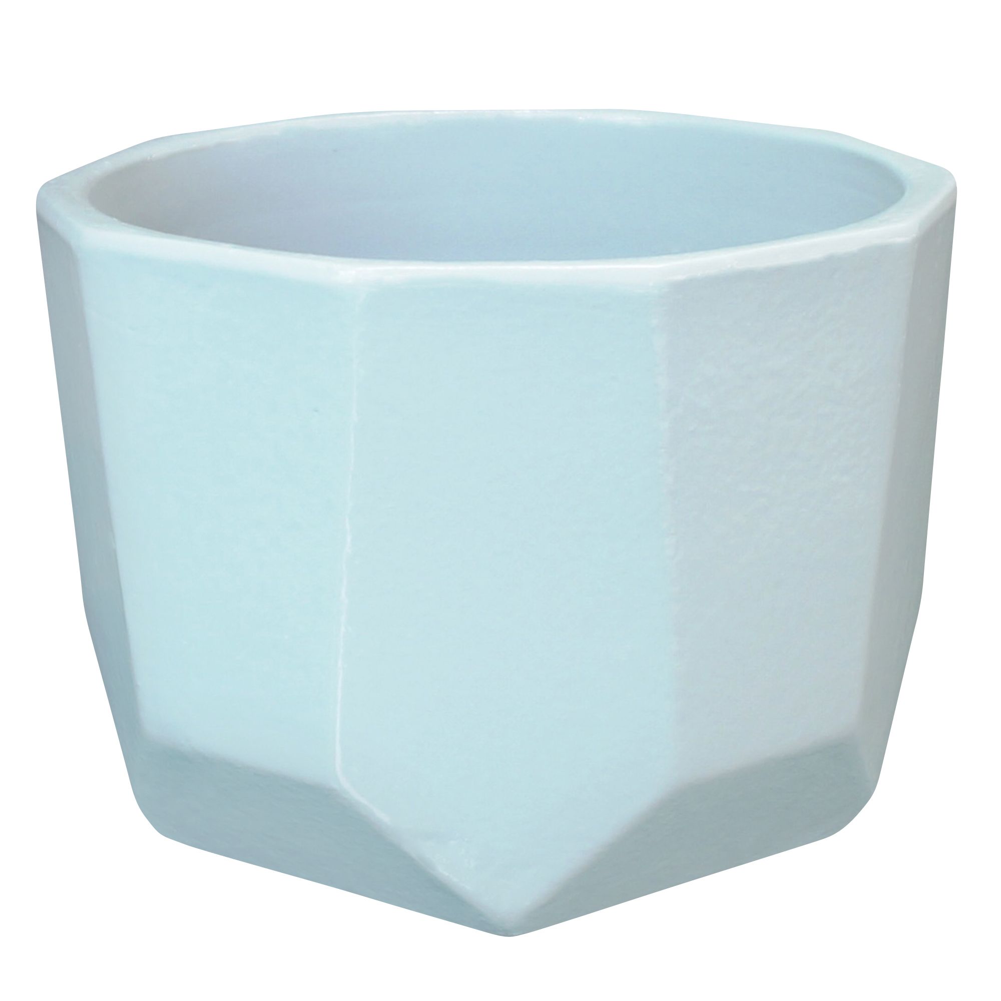 Cahto Duck egg Ceramic Hexagonal Plant pot (Dia)13cm