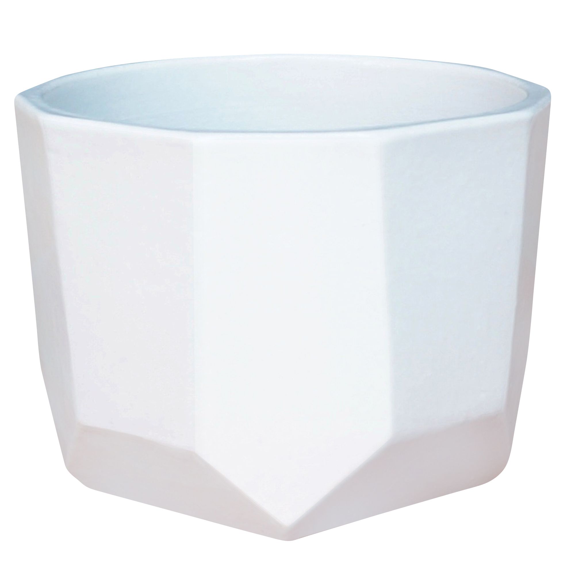 Cahto White Ceramic Hexagonal Plant pot (Dia)13cm