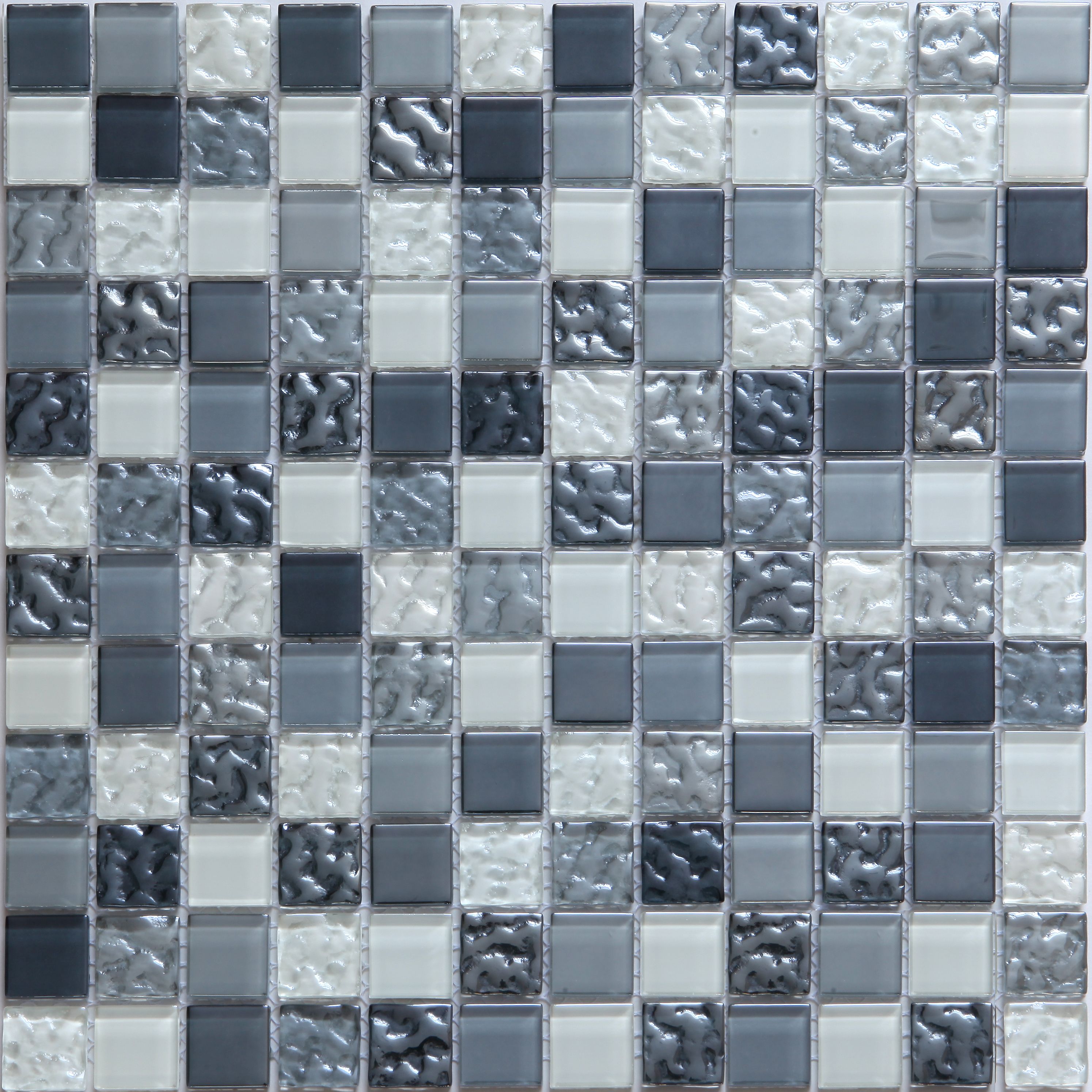 Calabria Grey & white Gloss Glass effect Mosaic Glass Mosaic tile - 4