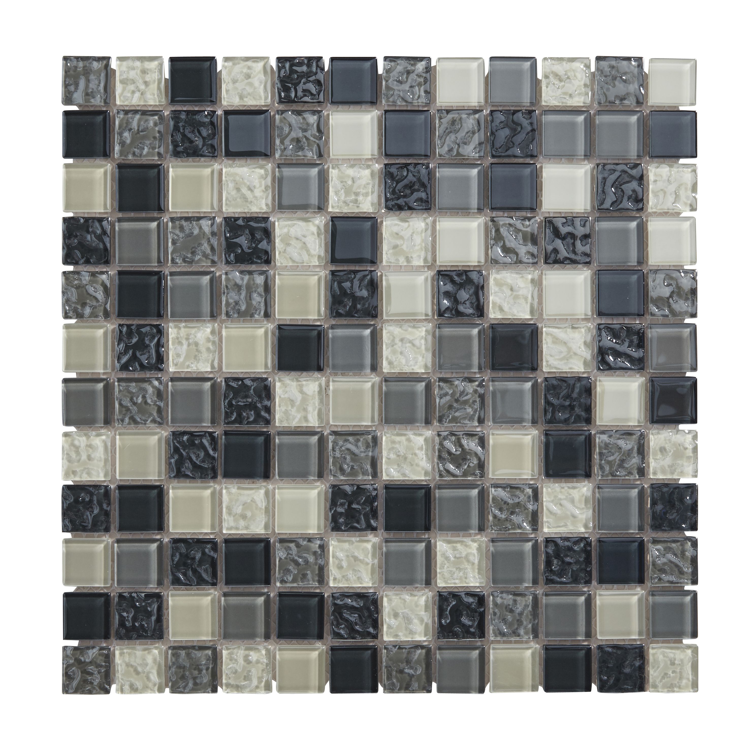 Calabria Grey & white Gloss Glass effect Mosaic Glass Mosaic tile