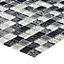 Calabria Grey & white Gloss Glass effect Mosaic Glass Mosaic tile, (L)300mm (W)300mm
