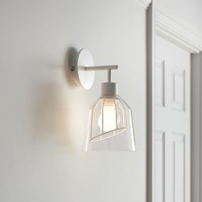 Calaneo Matt Clear & white Wall light