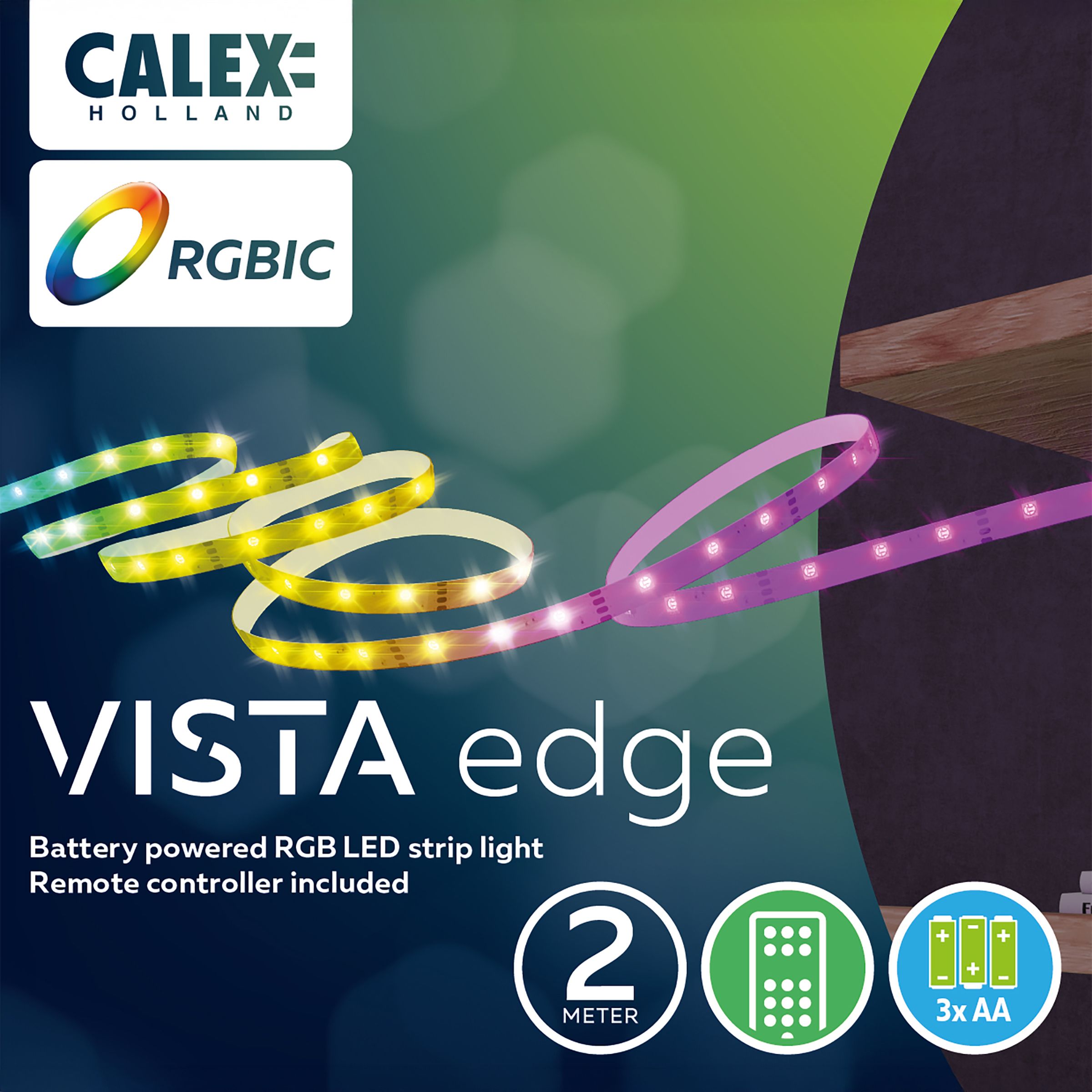 Calex Battery-powered LED Warm white & multicolour Strip light No IP rating 100lm (L)2m