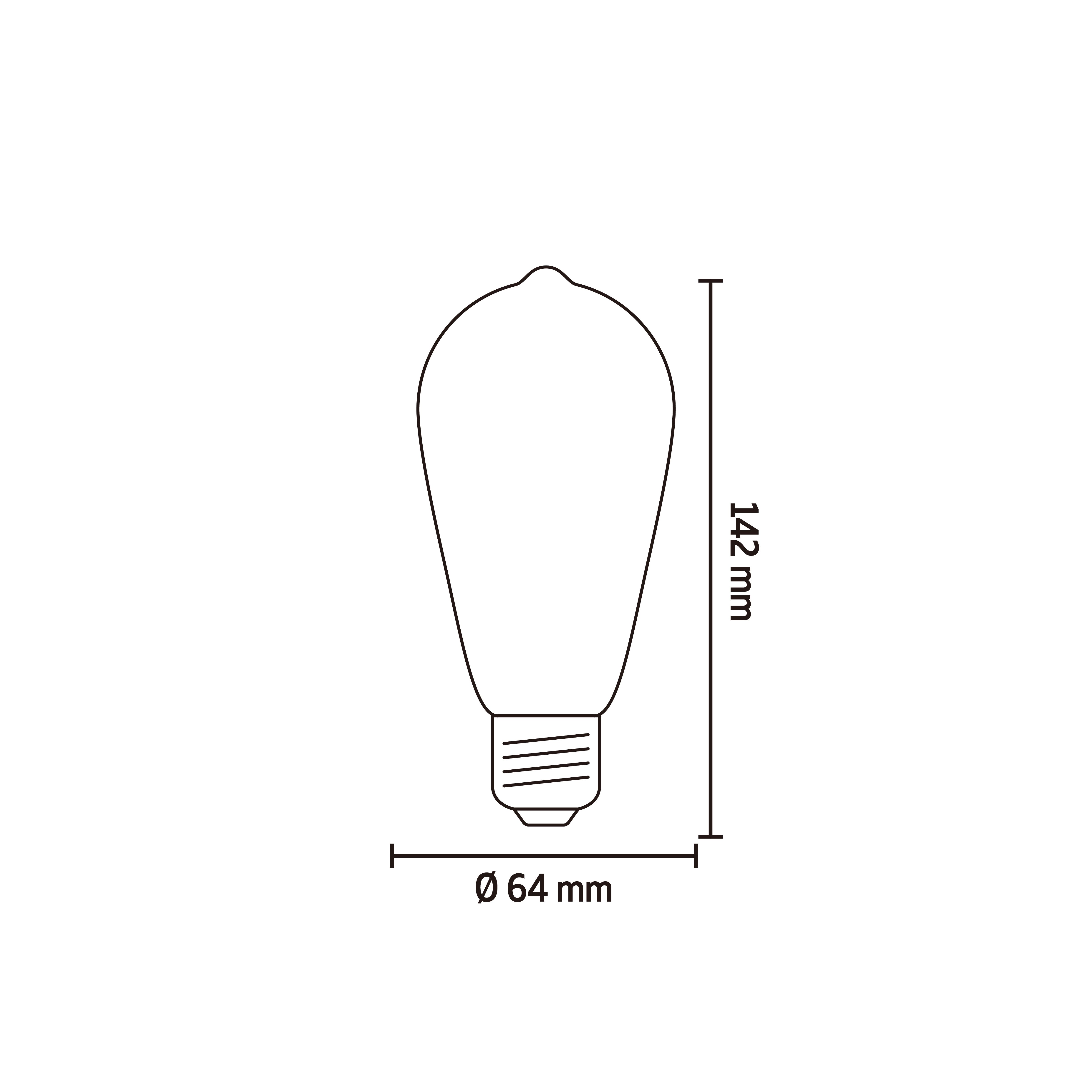 CALEX E27 4W 100lm Smoke ST64 Extra warm white LED Dimmable Filament Light bulb
