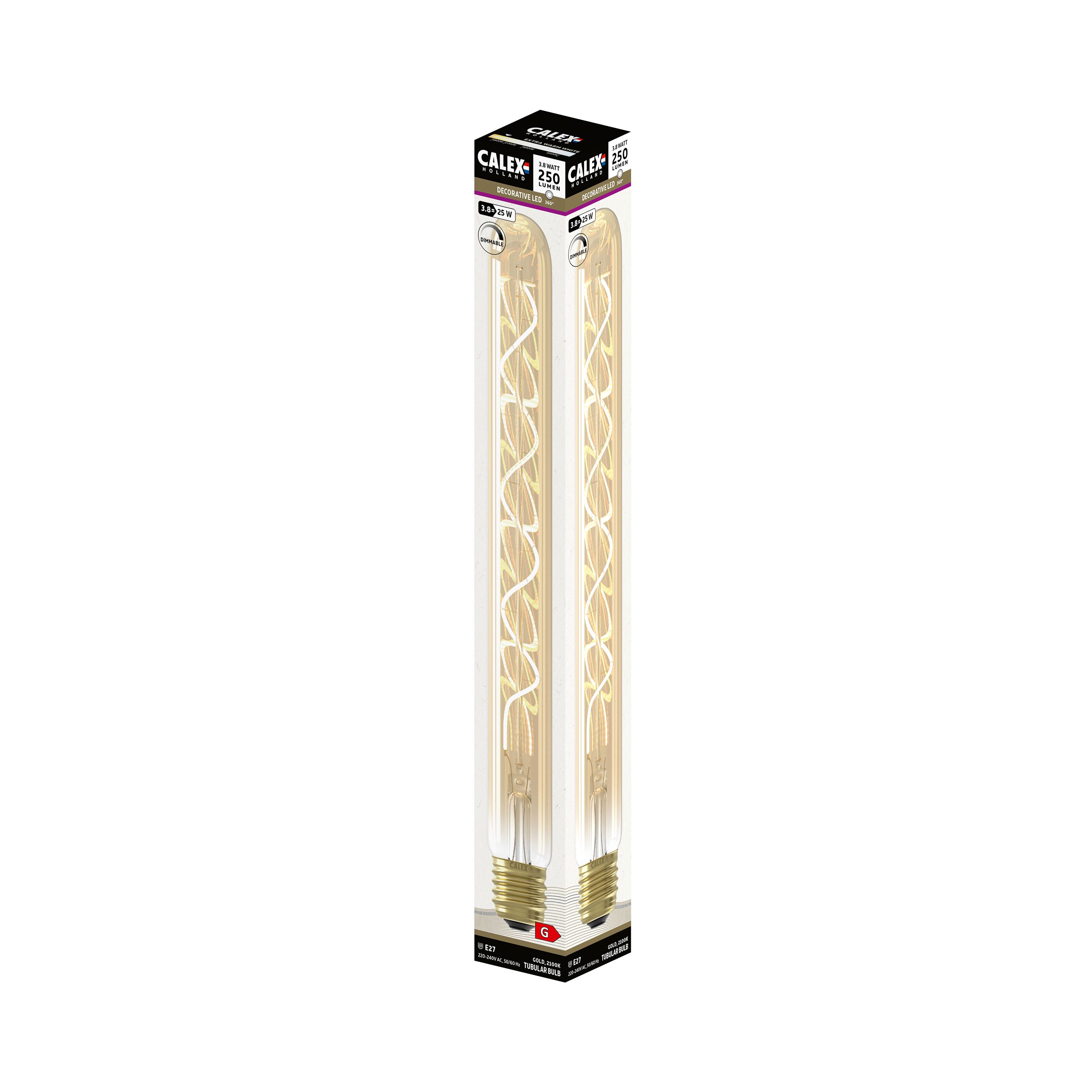 CALEX Gold flex E27 4W 200lm 360° Amber T32 Extra warm white LED Dimmable Filament Light bulb