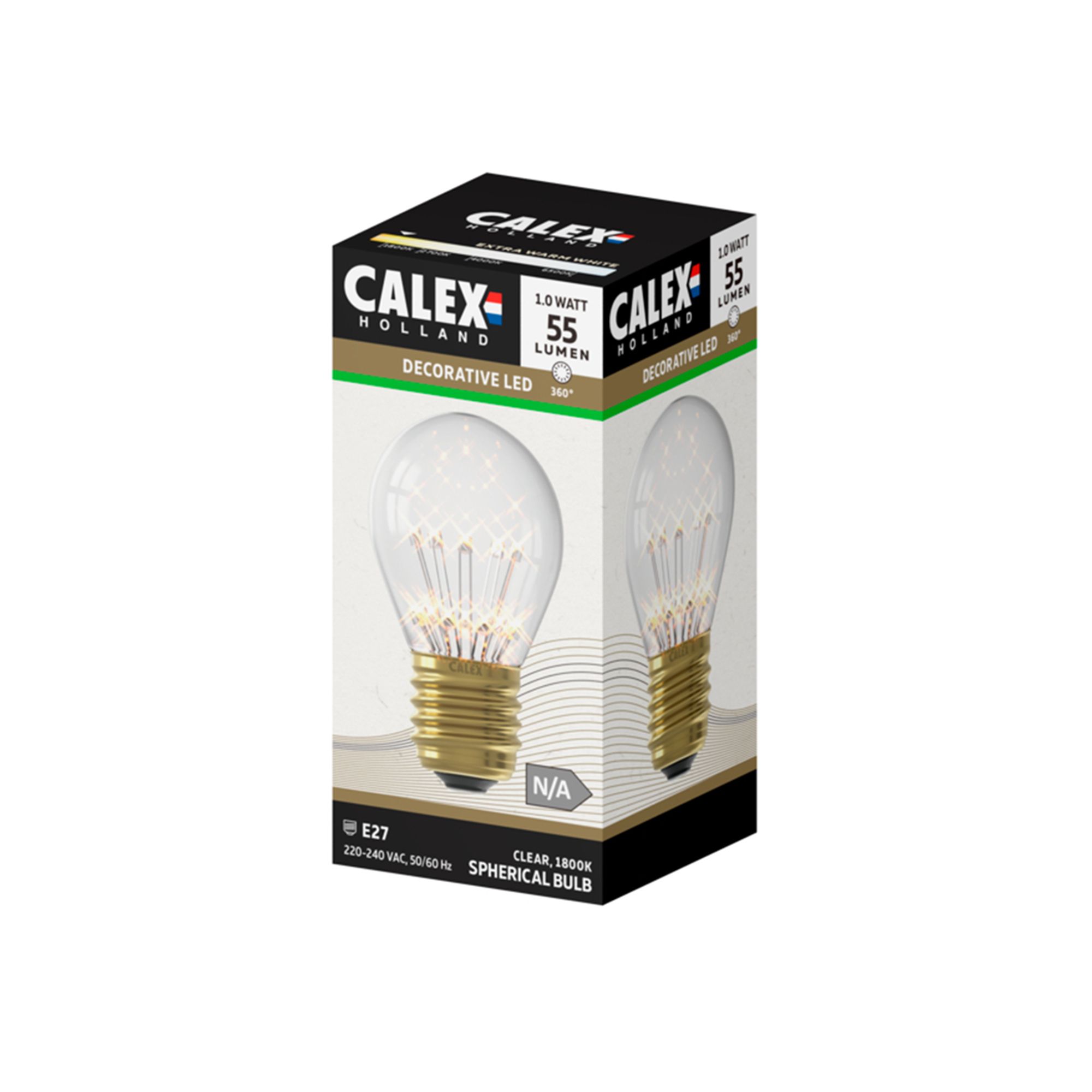 CALEX Lightbulb E27 0.4W 55lm 360° Clear Mini globe Warm white LED Light bulb