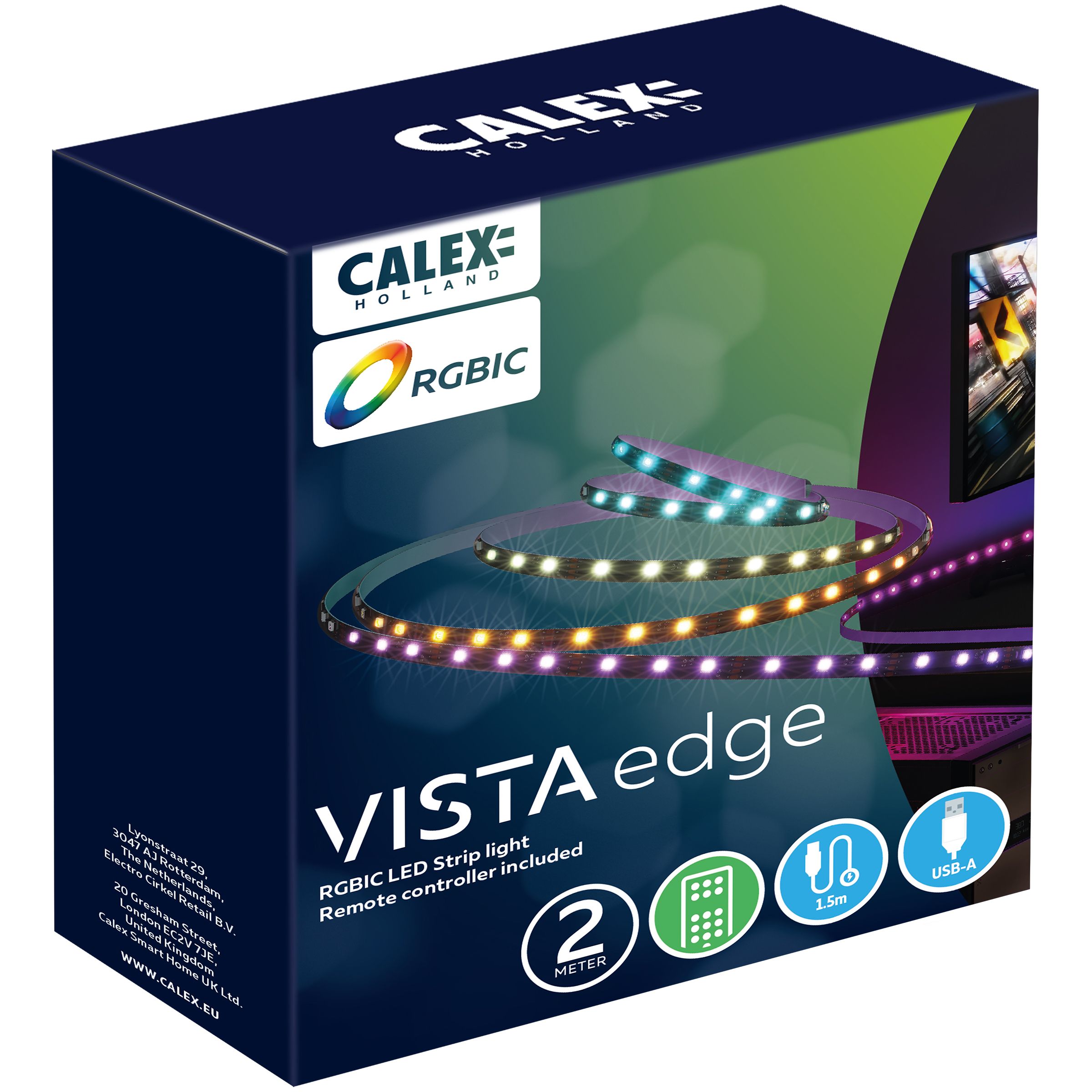 Calex Mains-powered LED Warm white & multicolour Strip light No IP rating 100lm (L)2m