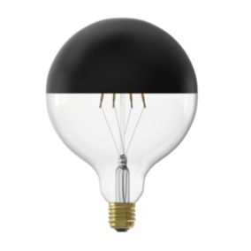 CALEX Mirror top E27 4W 200lm 360° Black & clear Globe Warm white LED Dimmable Filament Light bulb