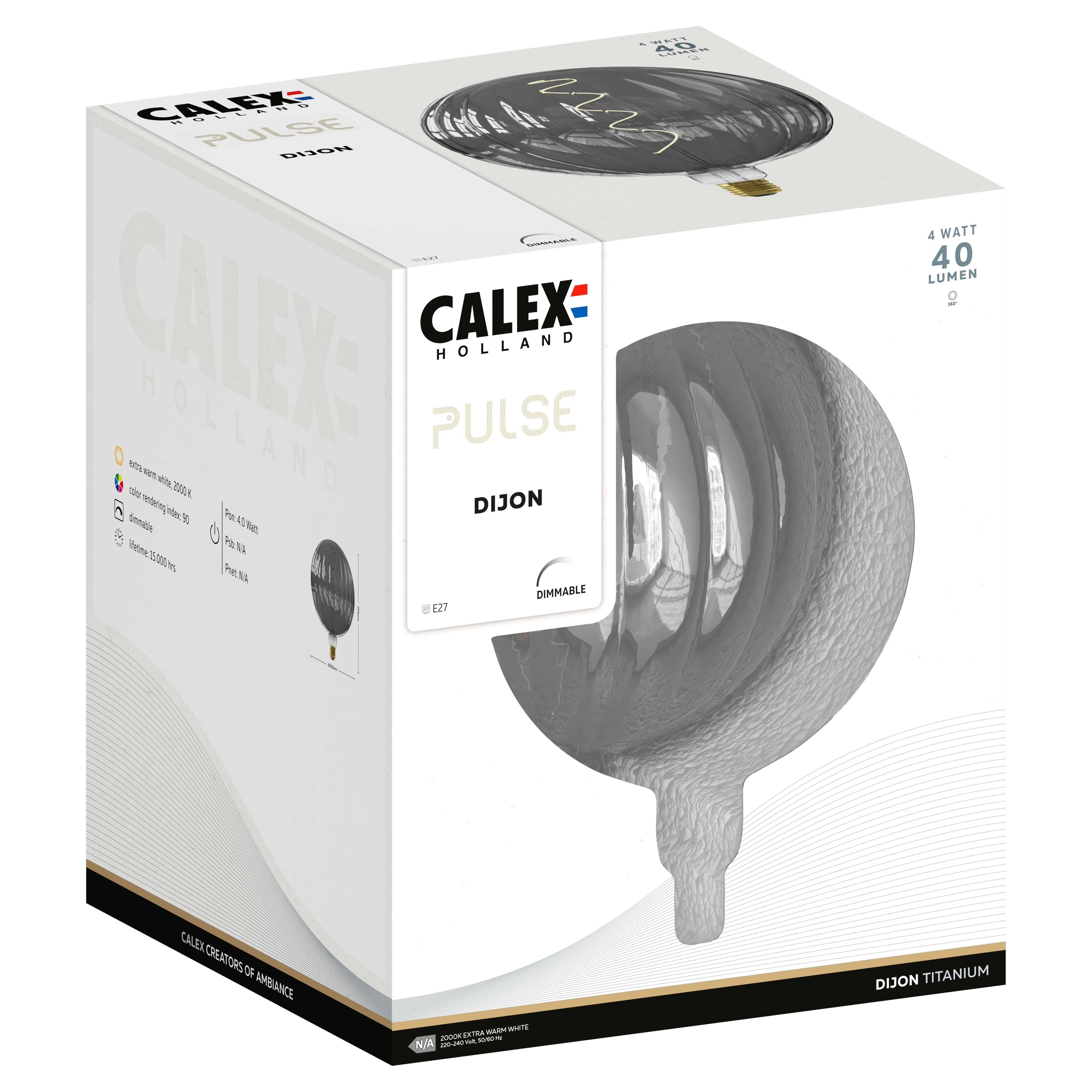 Calex Pulse E27 0W 40lm 360° Smoky UFO Warm white LED filament Dimmable ...