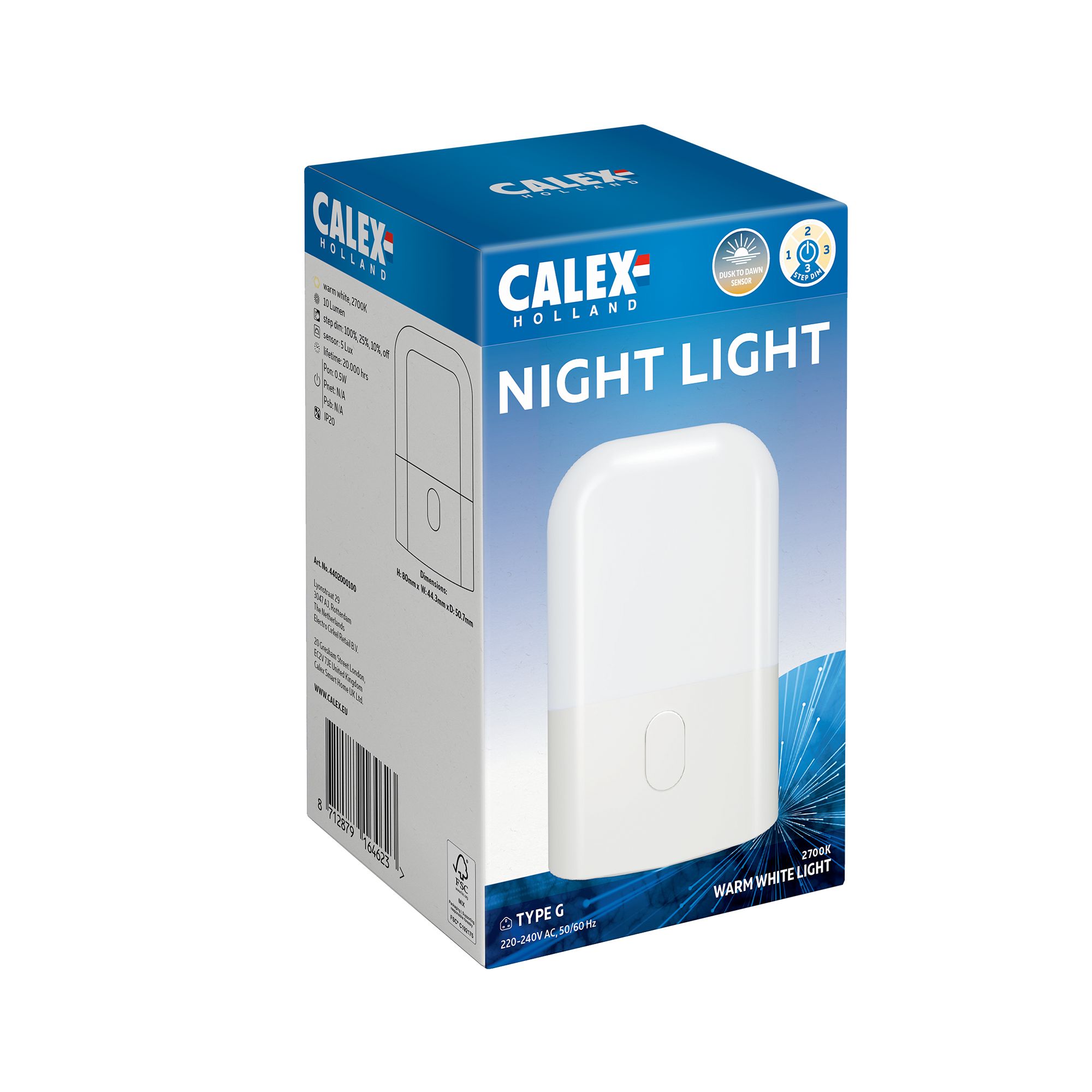 Calex White Integrated LED Sensor night light