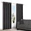 Camasha Black Honeycomb Lined Eyelet Curtains (W)167cm (L)228cm, Pair
