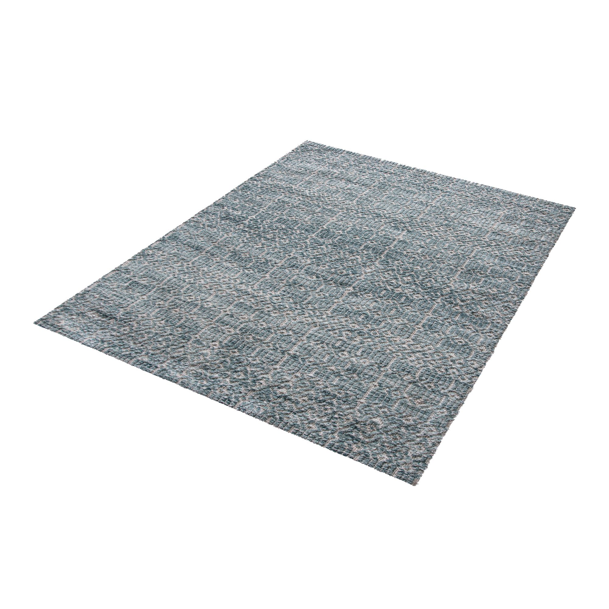 Camphills Teal Patterned Medium Rug, (L)170cm x (W)120cm