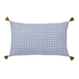 Campton Geometric Blue & white Cushion (L)50cm x (W)30cm