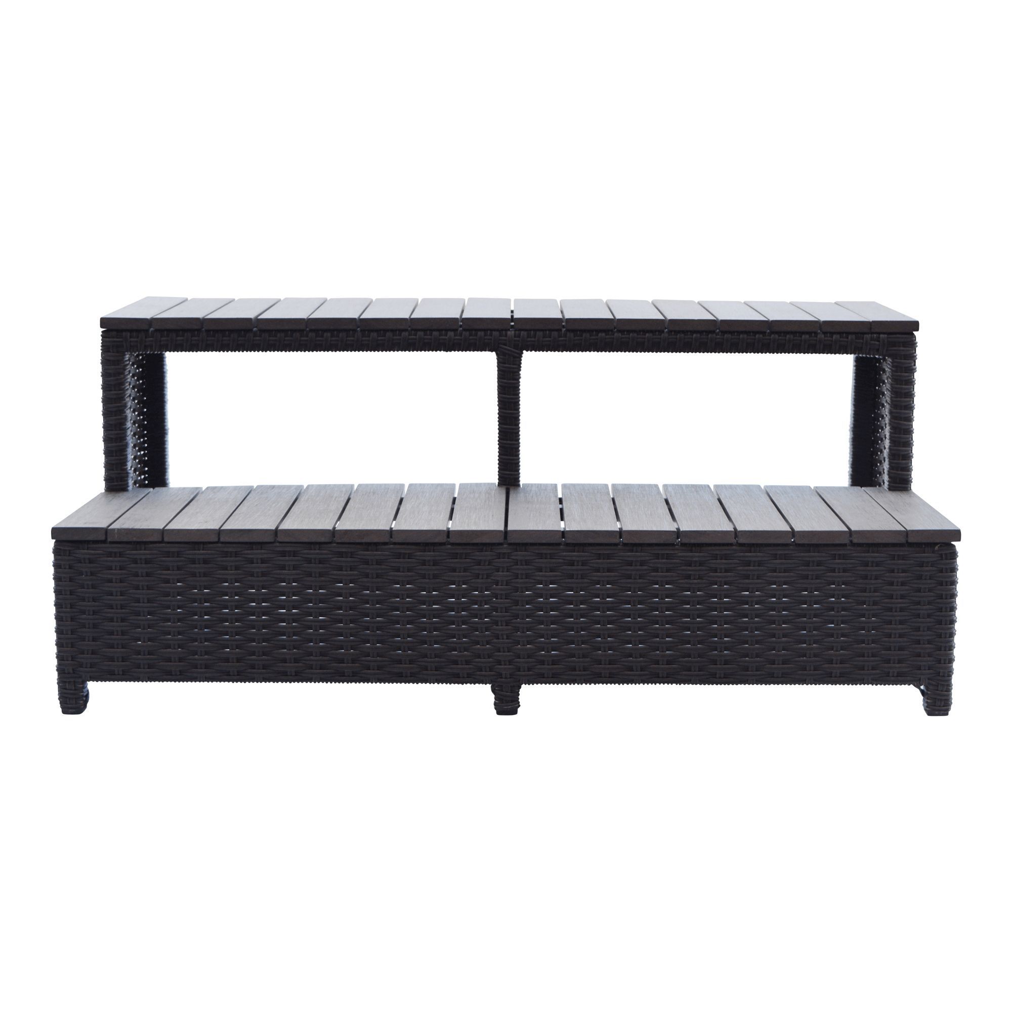 Canadian Spa Company Brown Rattan Rectangular Straight step (D) 114cm x ...