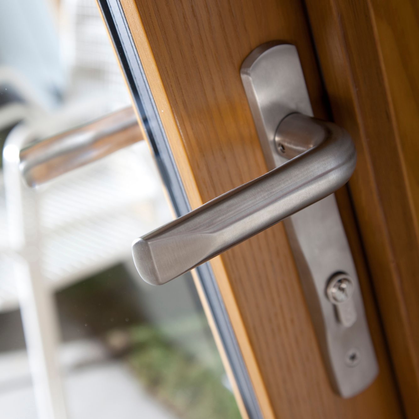 Canberra 1 Lite Glazed Golden Oak External French Door set, (H)2105mm (W)1505mm