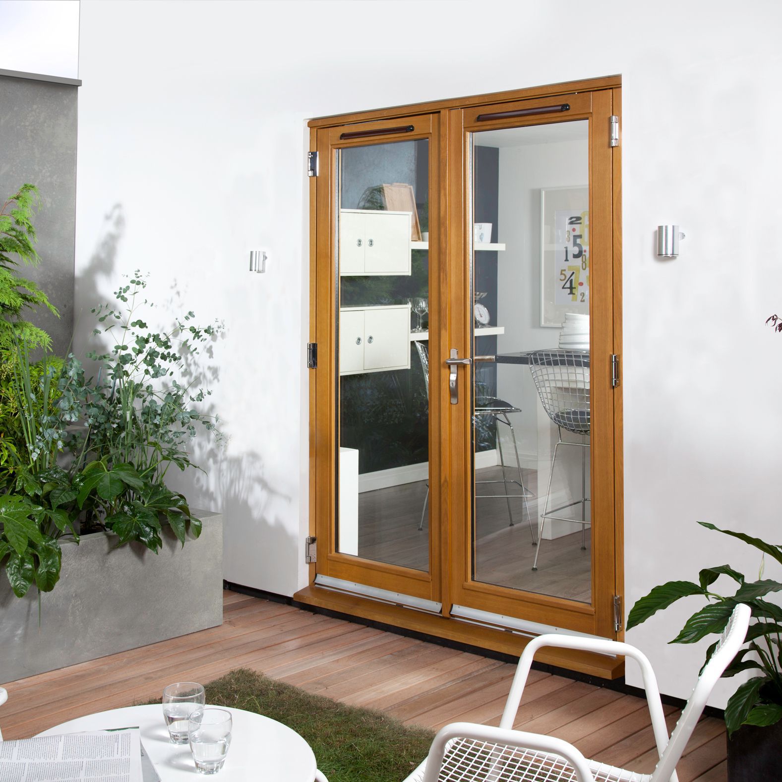 Canberra 1 Lite Glazed Laminated Golden Oak External French Door set