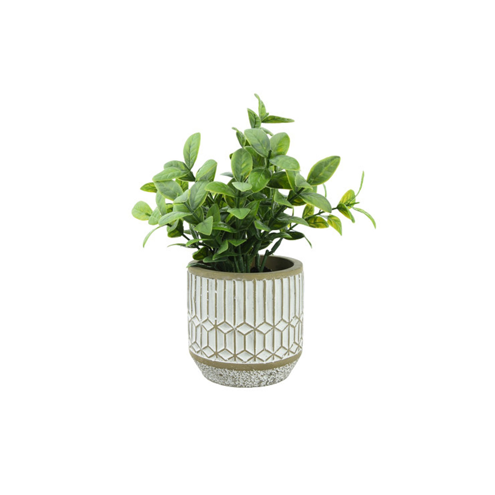 Candlelight 17cm Mosiac leaves Artificial plant in Grey Geometric