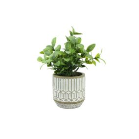 Candlelight 17cm Mosiac leaves Artificial plant in Grey Geometric Ceramic Pot