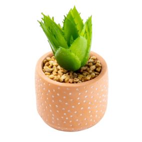 Candlelight 73cm Succulent Artificial plant in Terracotta Spotty Ceramic Pot