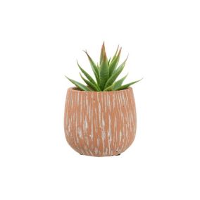 Candlelight 8cm Aloe vera Artificial plant in Terracotta Textured Ceramic Pot