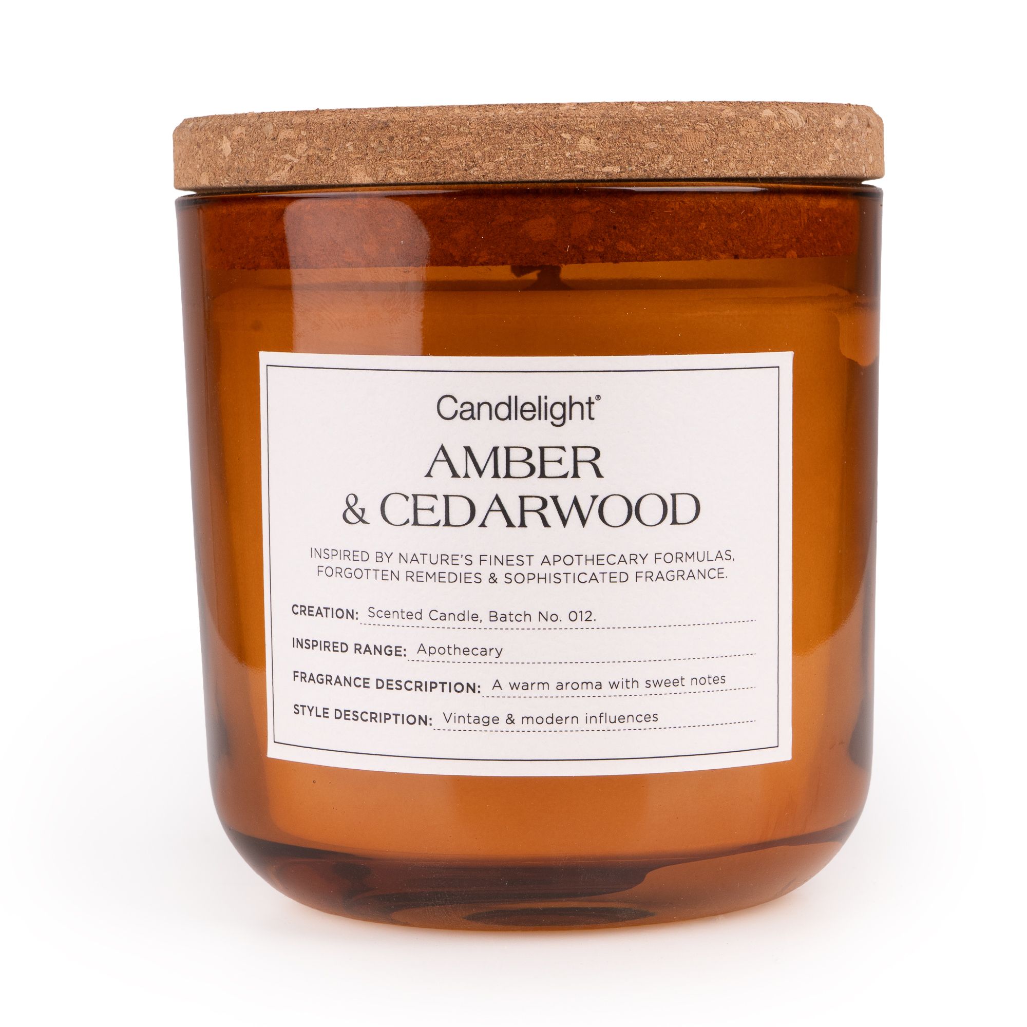 Candlelight Amber Cork Lid Amber & Cedarwood Small Jar candle