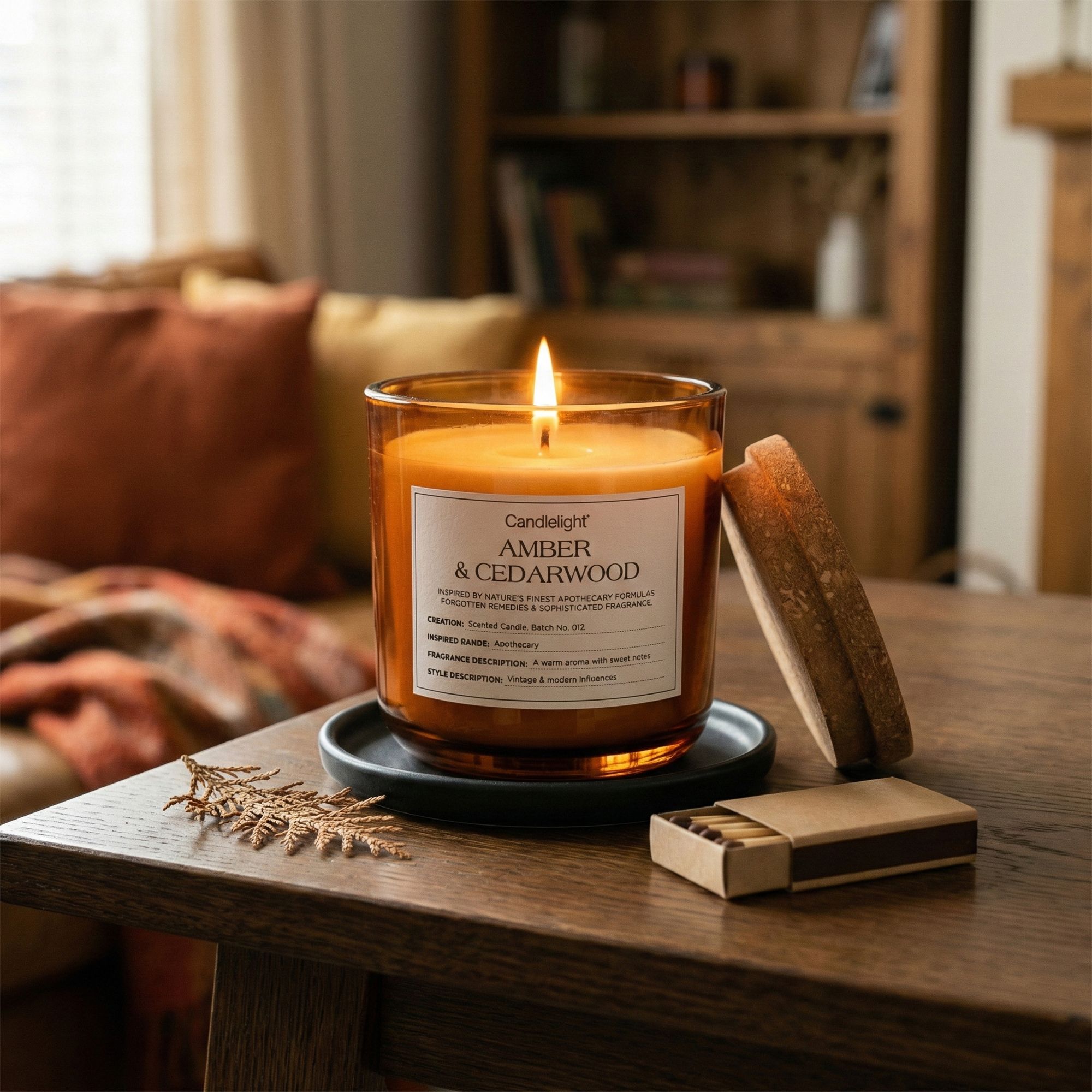 Candlelight Amber Cork Lid Amber & Cedarwood Small Jar candle