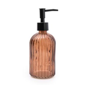 Candlelight Amber Ribbed Glass Soap dispenser