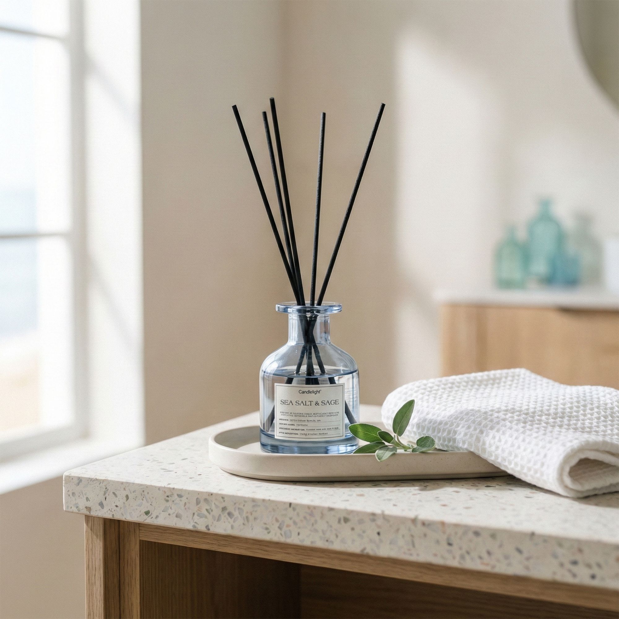 Candlelight Blue Sea Salt & Sage Reed diffuser, 100ml