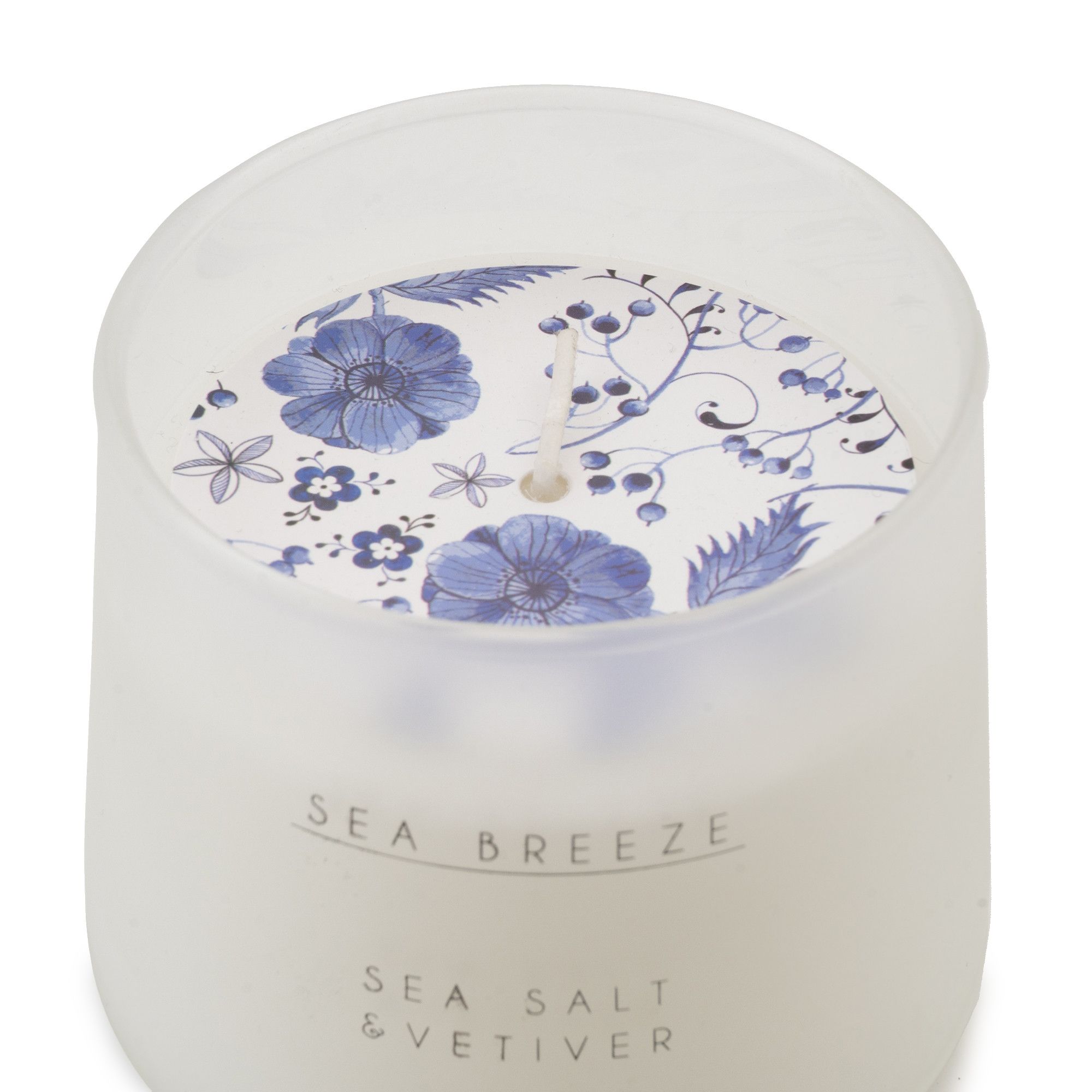 Candlelight Blue & White Frosted Sea Salt & Vetiver Medium Candle, 700g