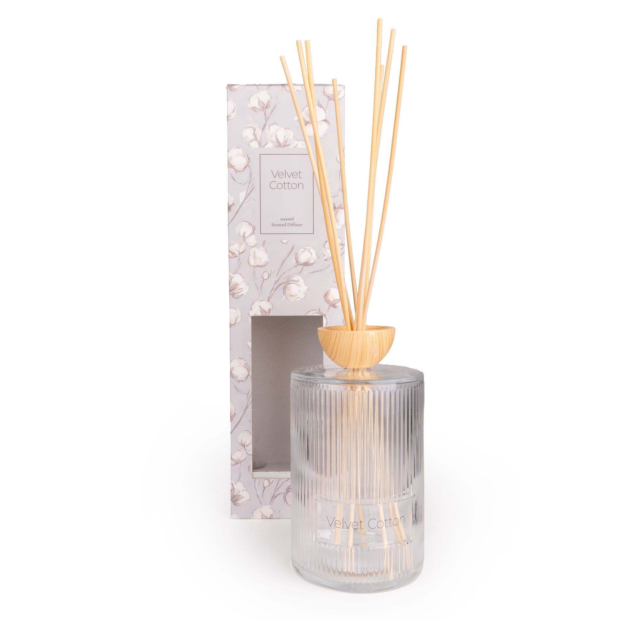 Candlelight clear ridged Velvet Cotton Scent Reed diffuser, 2000ml