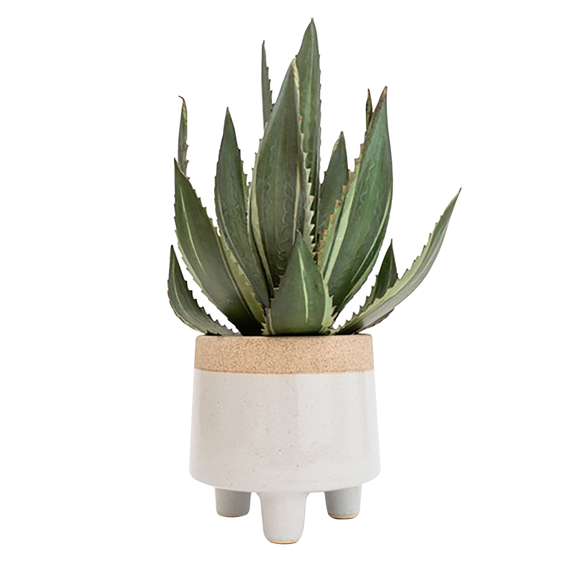 Candlelight Green 36cm Aloe Vera Artificial plant in Grey Ceramic Pot