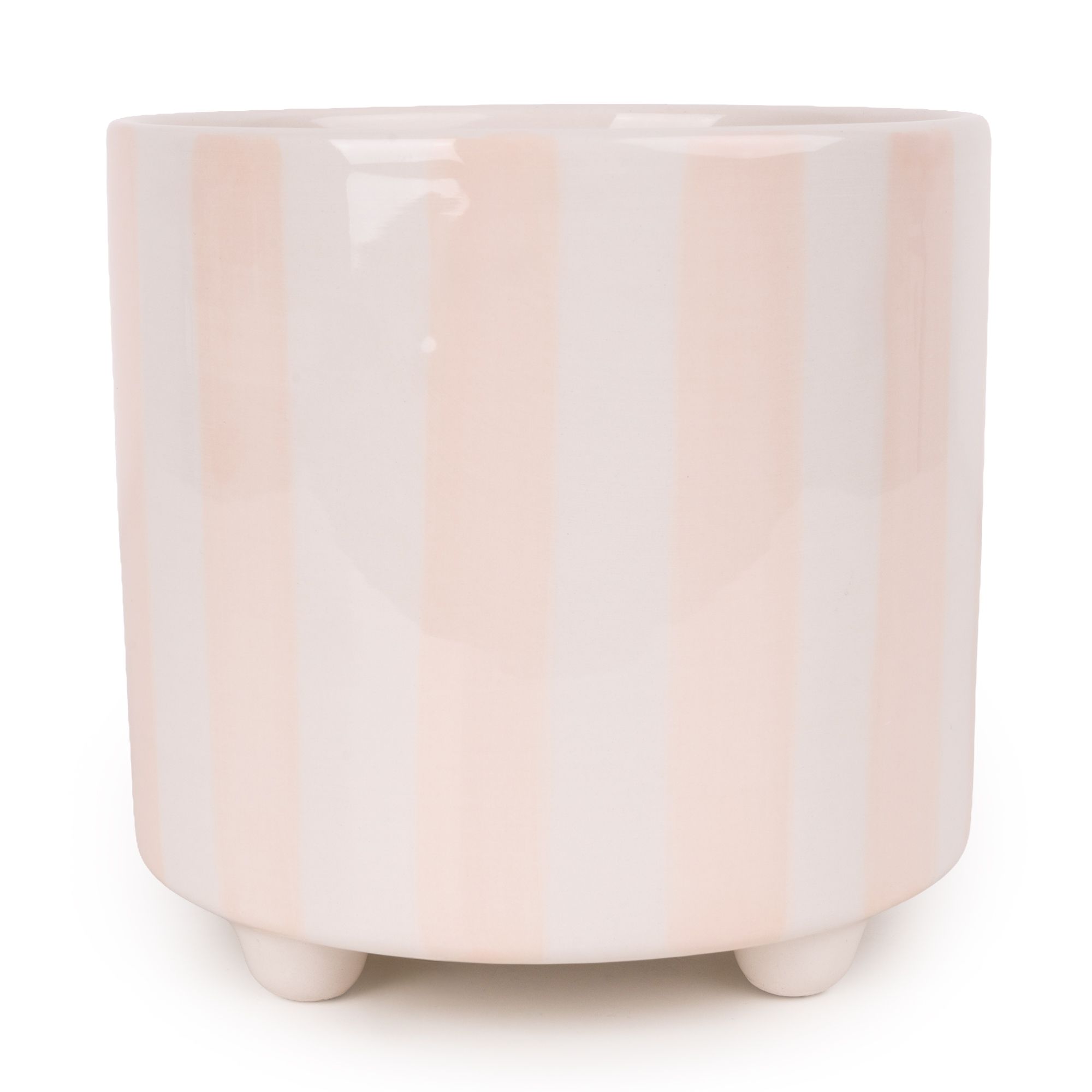 Candlelight Painted Heavenly Pink Striped Ceramic Glazed Plant pot (Dia ...