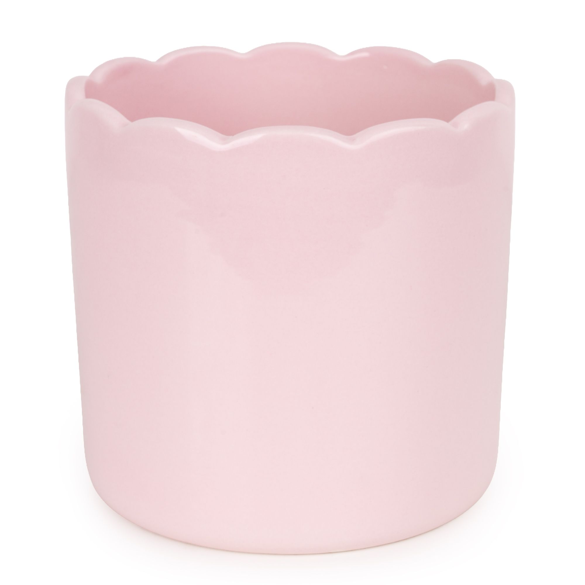 Candlelight Painted Pink Scallop Edge Ceramic Glazed Plant pot (Dia ...