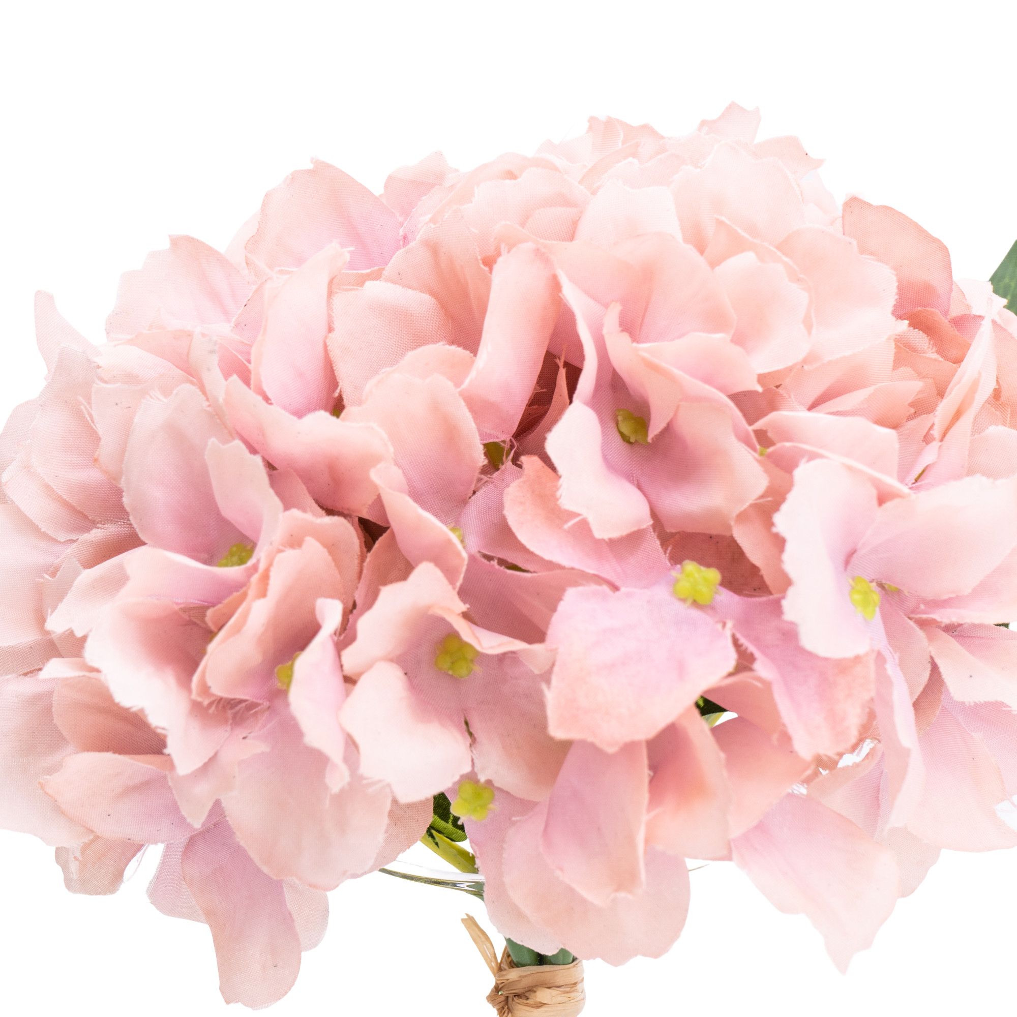 Candlelight Pink 17cm Hydrangeas Artificial plant in Clear Glass Vase