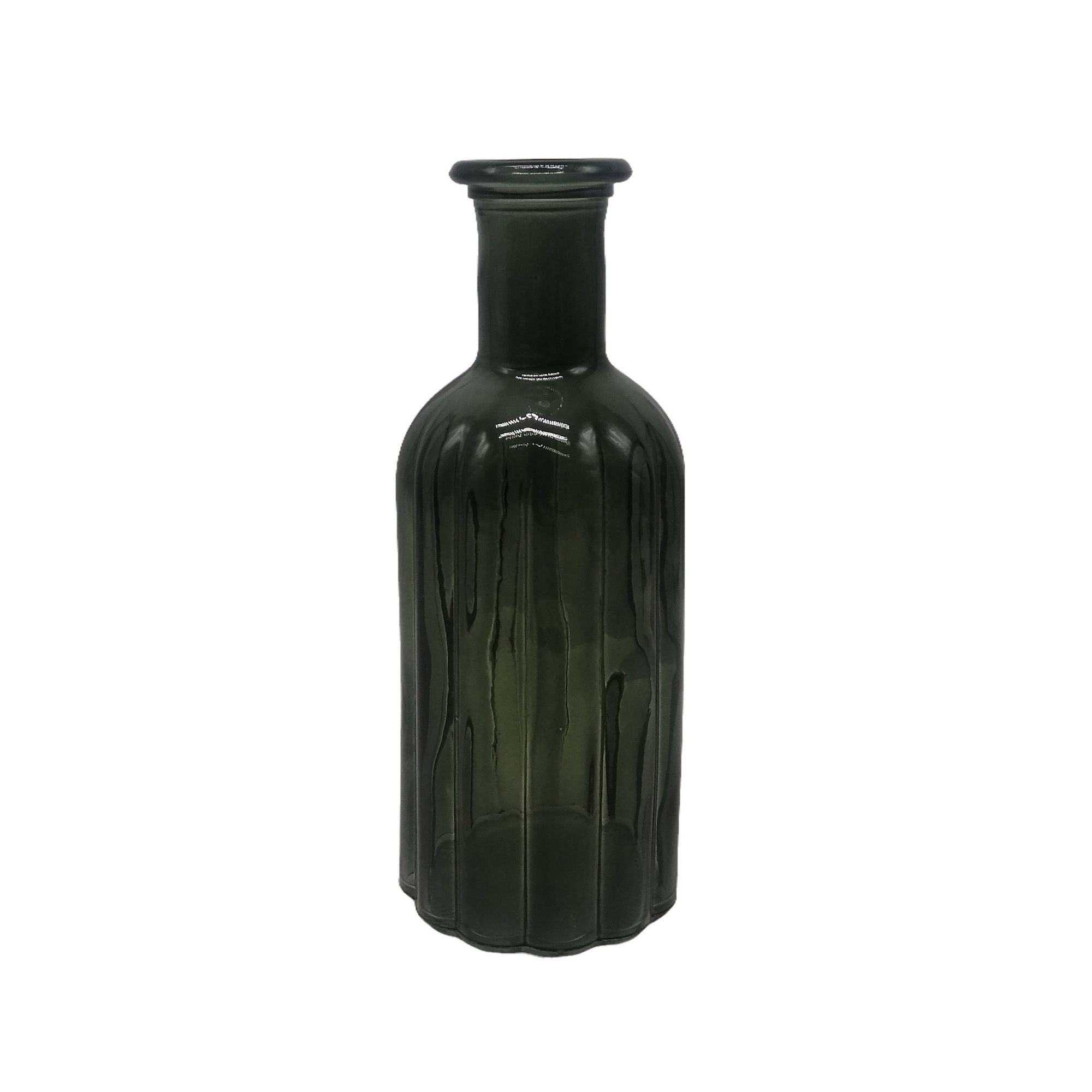 Candlelight Small Green Glass Vase, (H)19cm (D)7.5cm