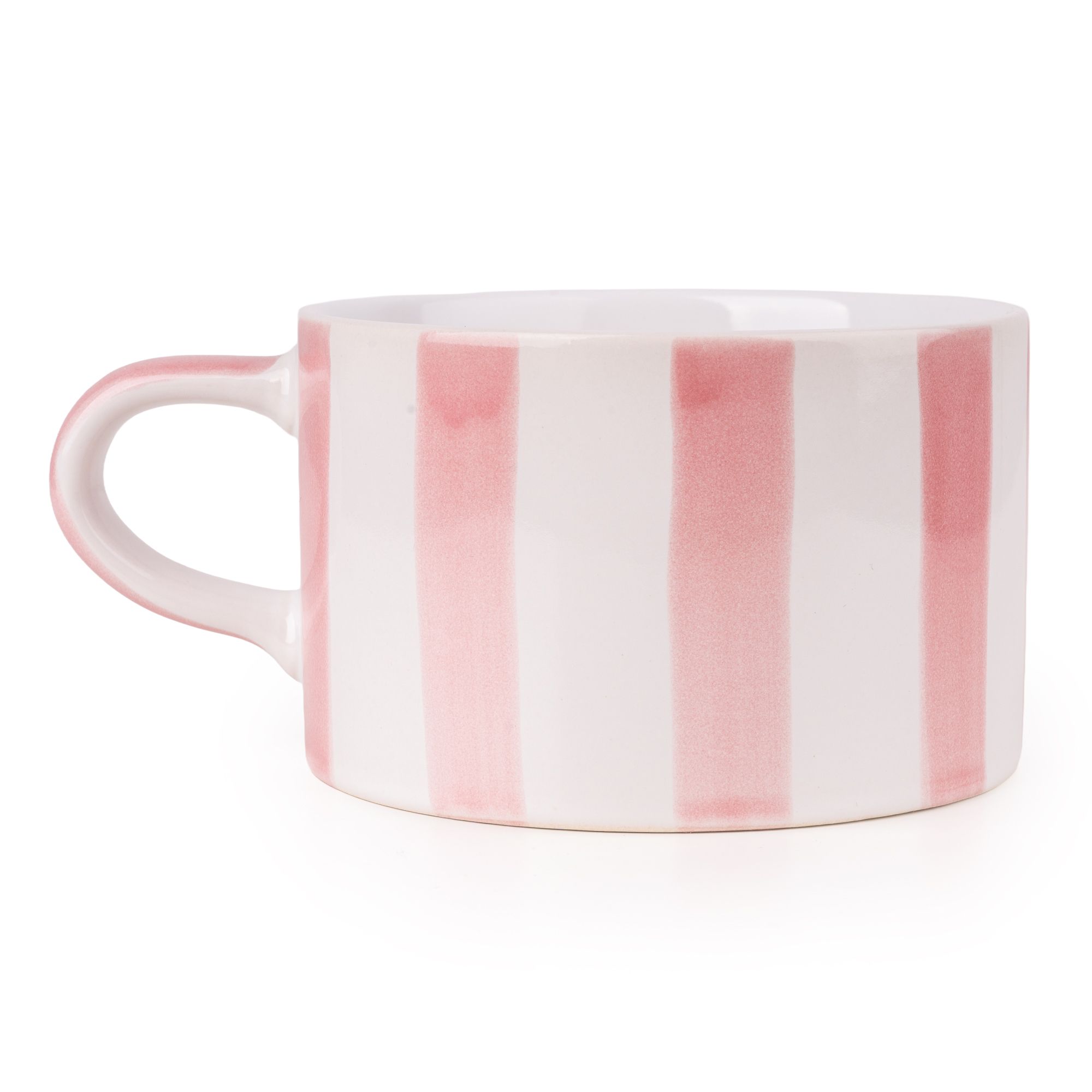 Candlelight Striped Pink & White Stoneware Mug